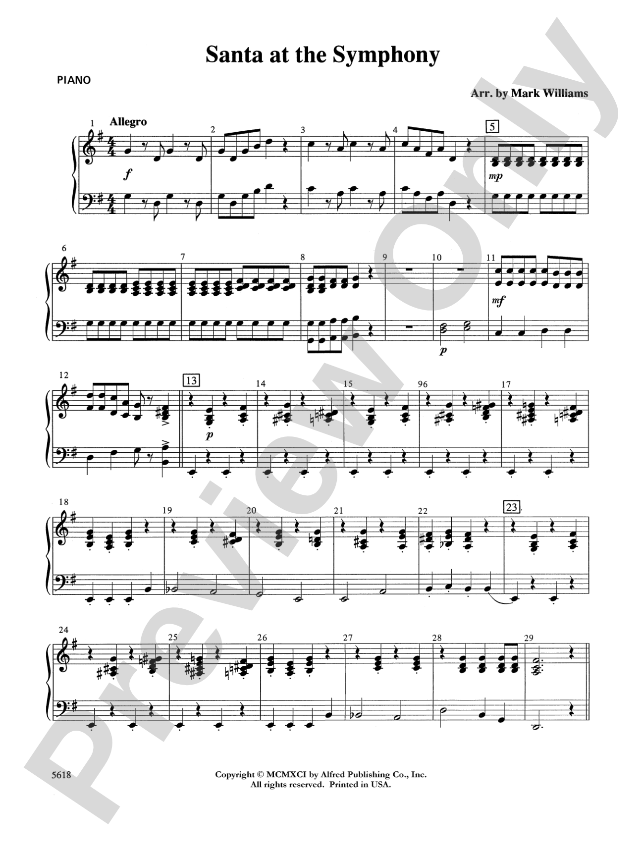 Santa at the Symphony (also playable by strings only): Piano Accompaniment