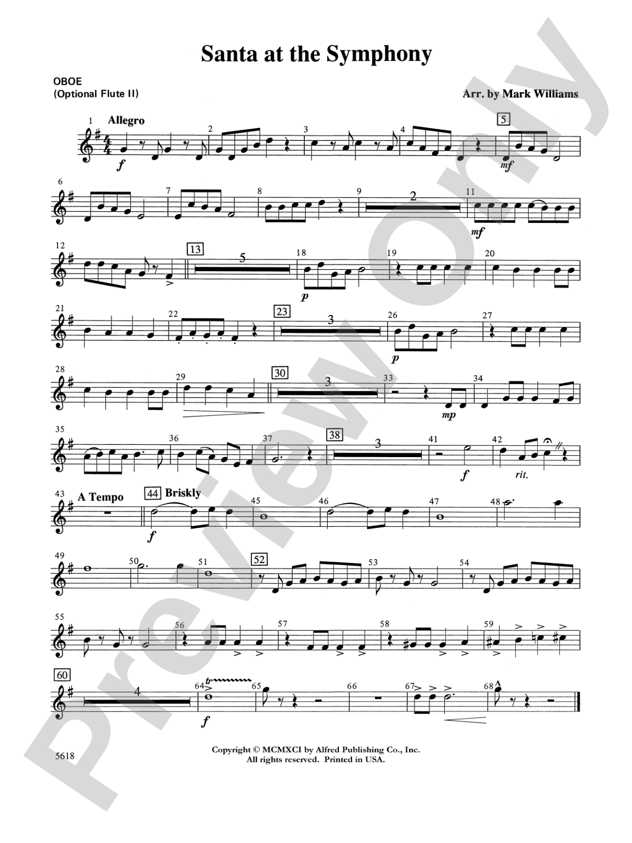 Santa at the Symphony (also playable by strings only): Oboe