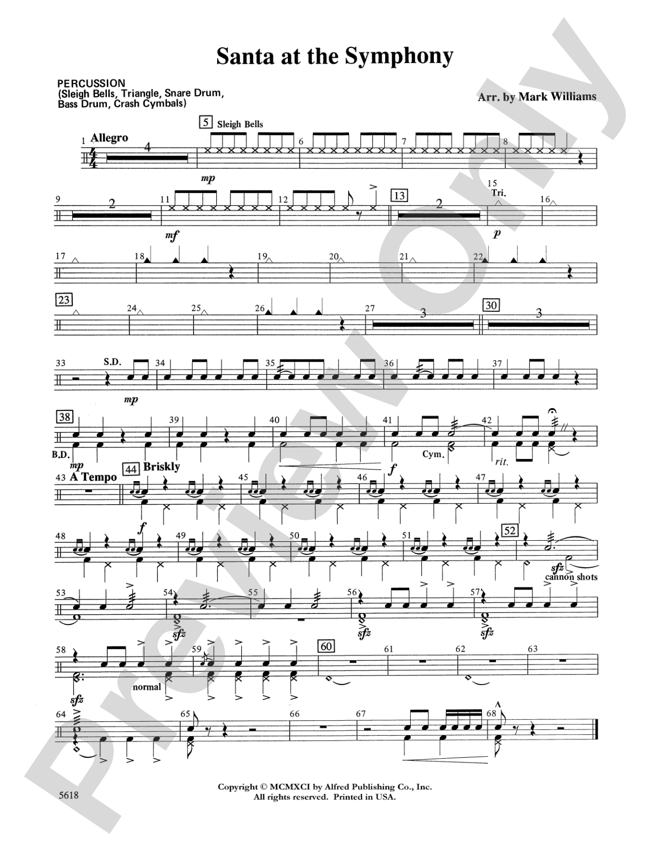 Santa at the Symphony (also playable by strings only): 1st Percussion