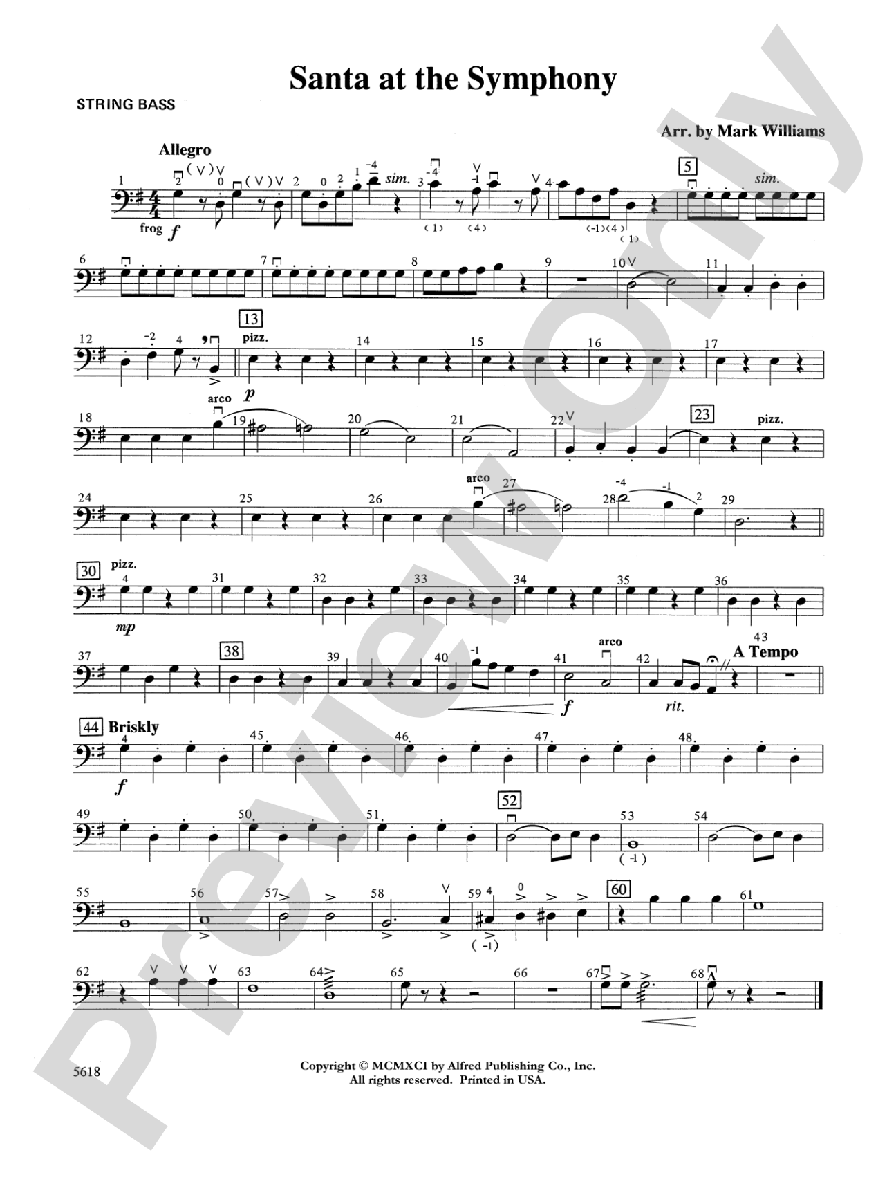 Santa at the Symphony (also playable by strings only): String Bass