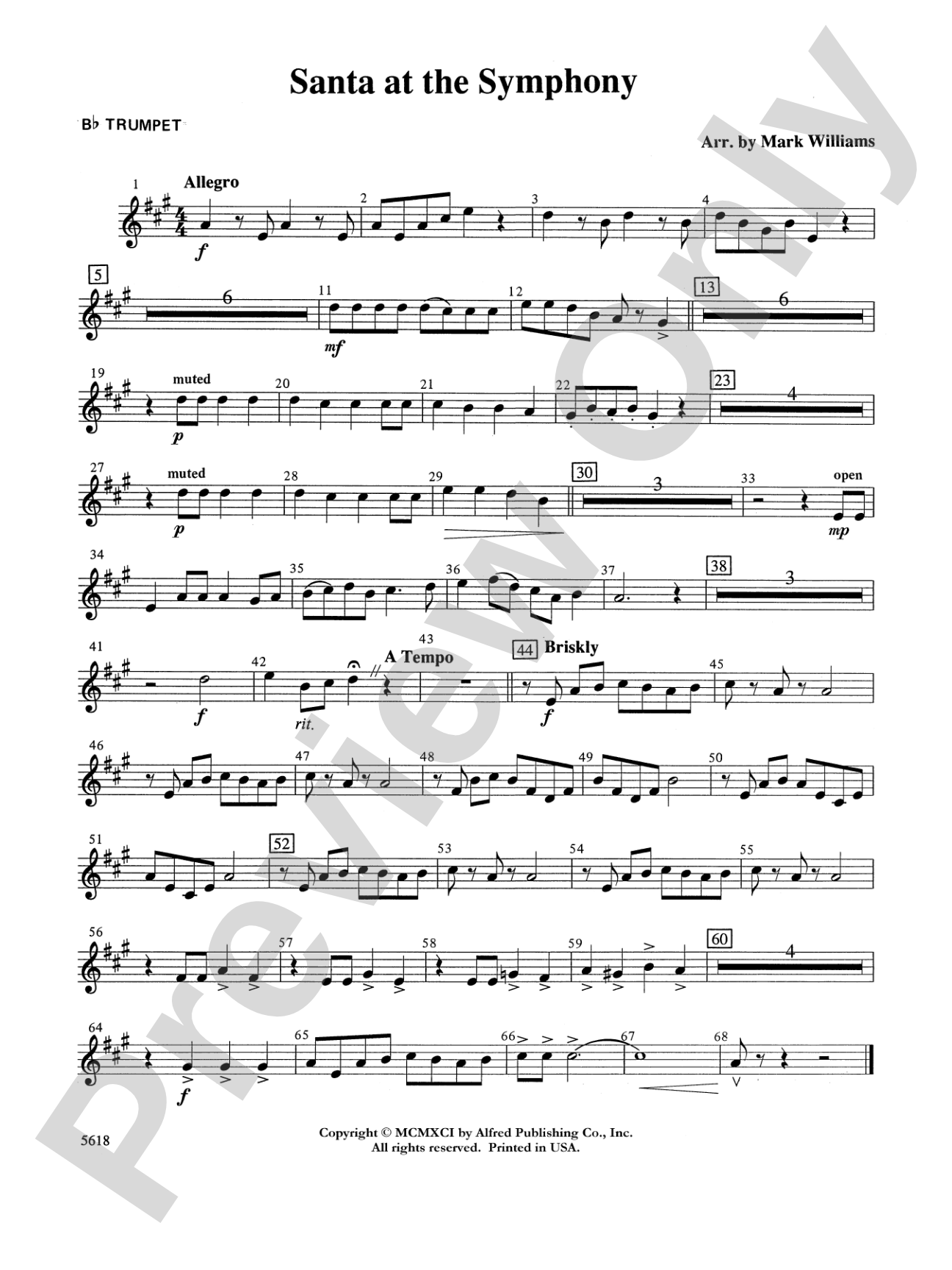 Santa at the Symphony (also playable by strings only): 1st B-flat Trumpet