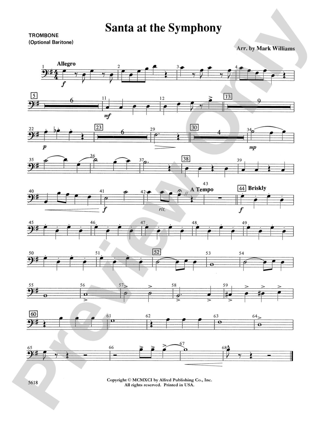 Santa at the Symphony (also playable by strings only): 1st Trombone