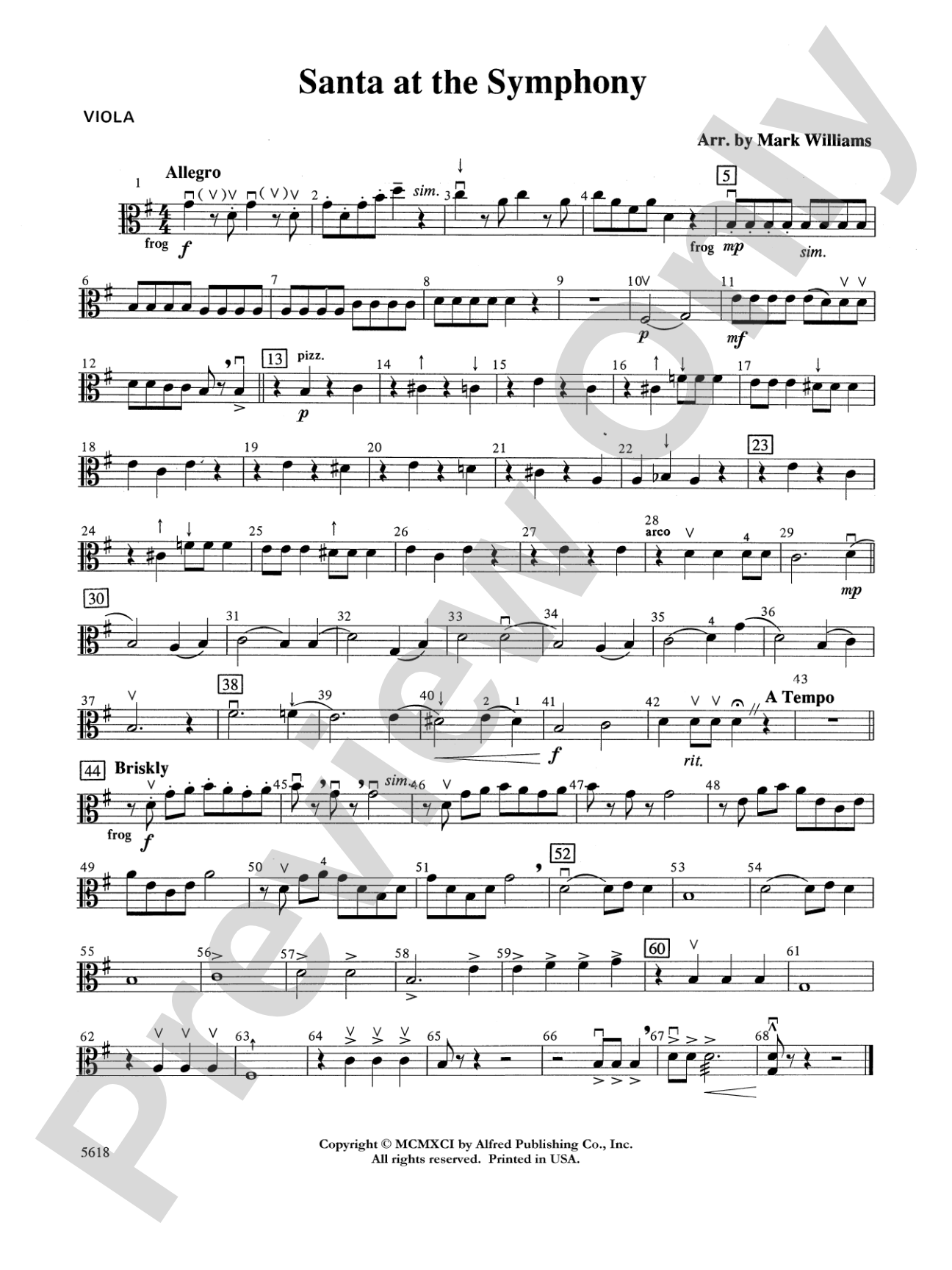 Santa at the Symphony (also playable by strings only): Viola