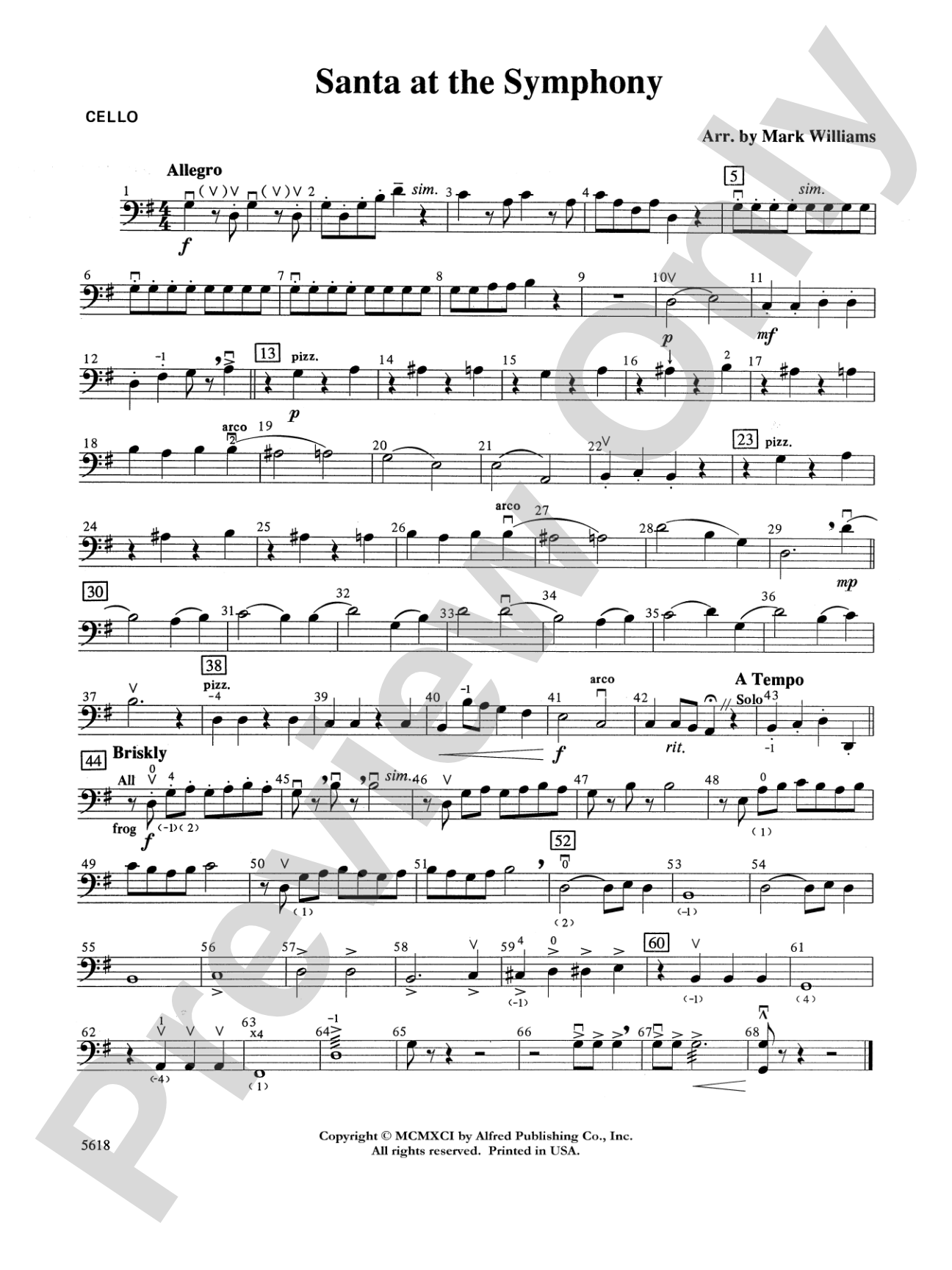 Santa at the Symphony (also playable by strings only): Cello