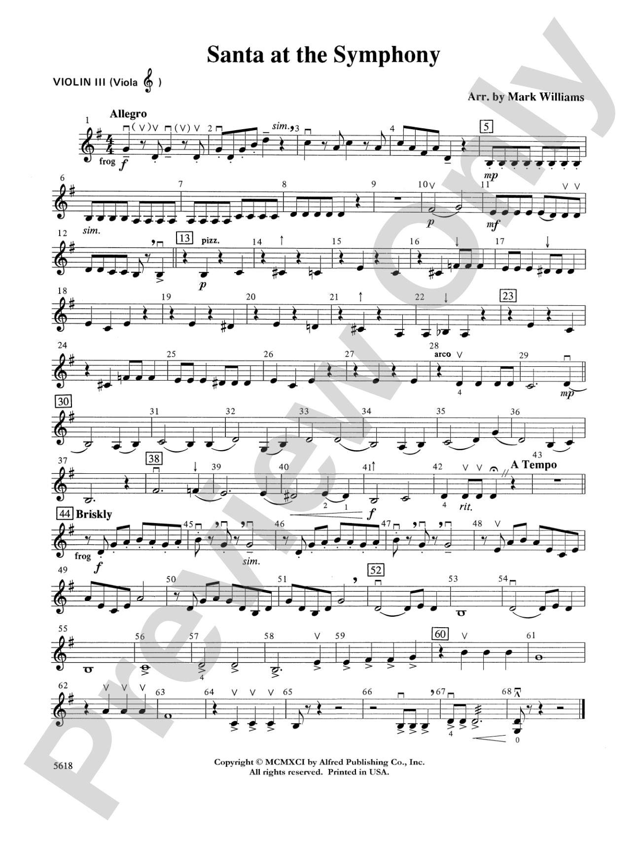 Santa at the Symphony (also playable by strings only): 3rd Violin (Viola [TC])