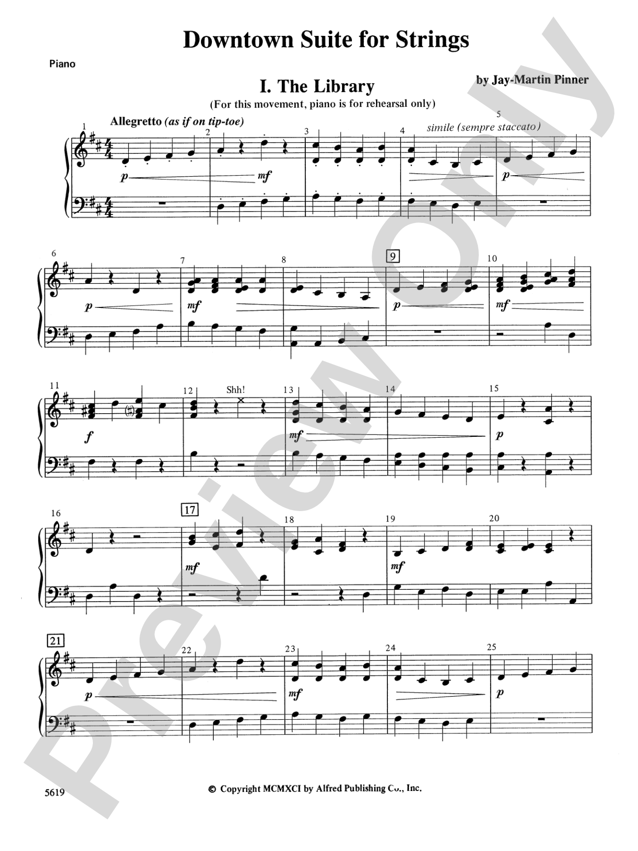 Downtown Suite for Strings: Piano Accompaniment