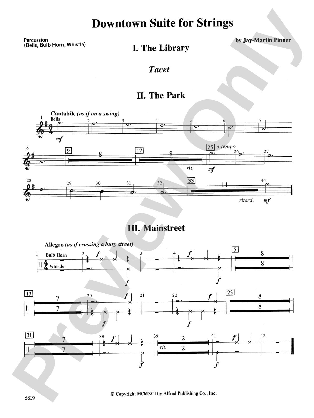Downtown Suite for Strings: 1st Percussion