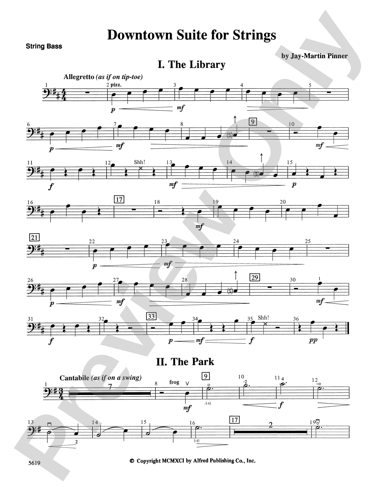Downtown Suite for Strings: String Bass