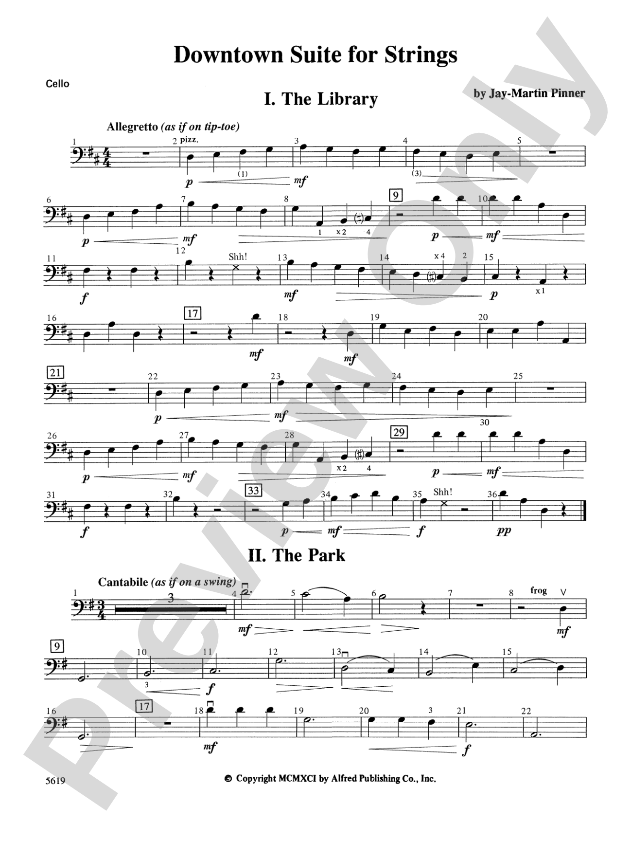 Downtown Suite for Strings: Cello