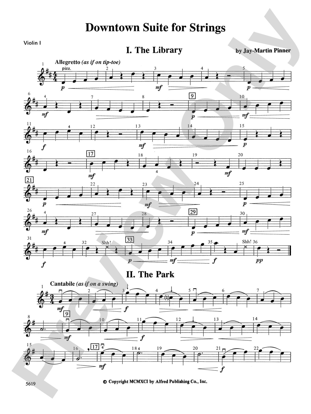 Downtown Suite for Strings: 1st Violin