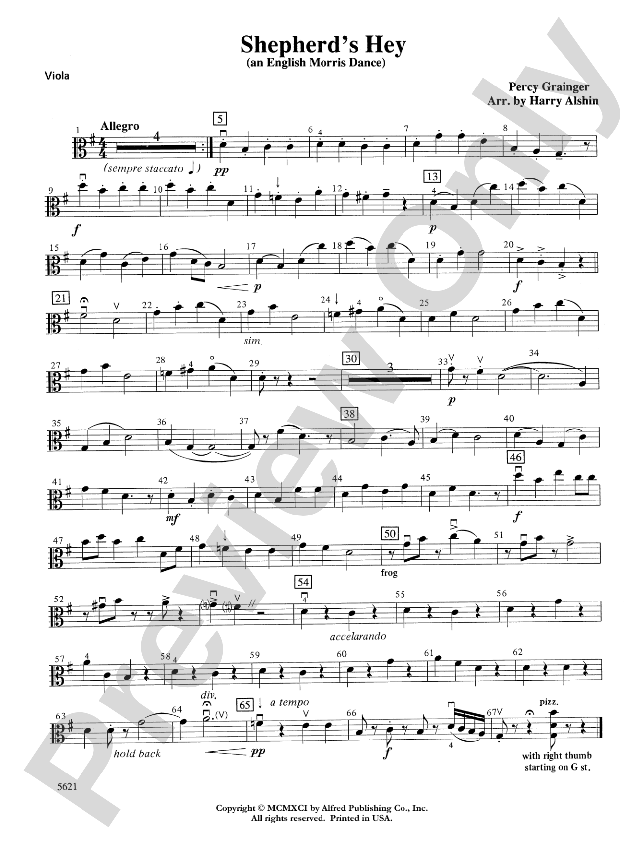 Shepherds Hey (an English Morris Dance): Viola