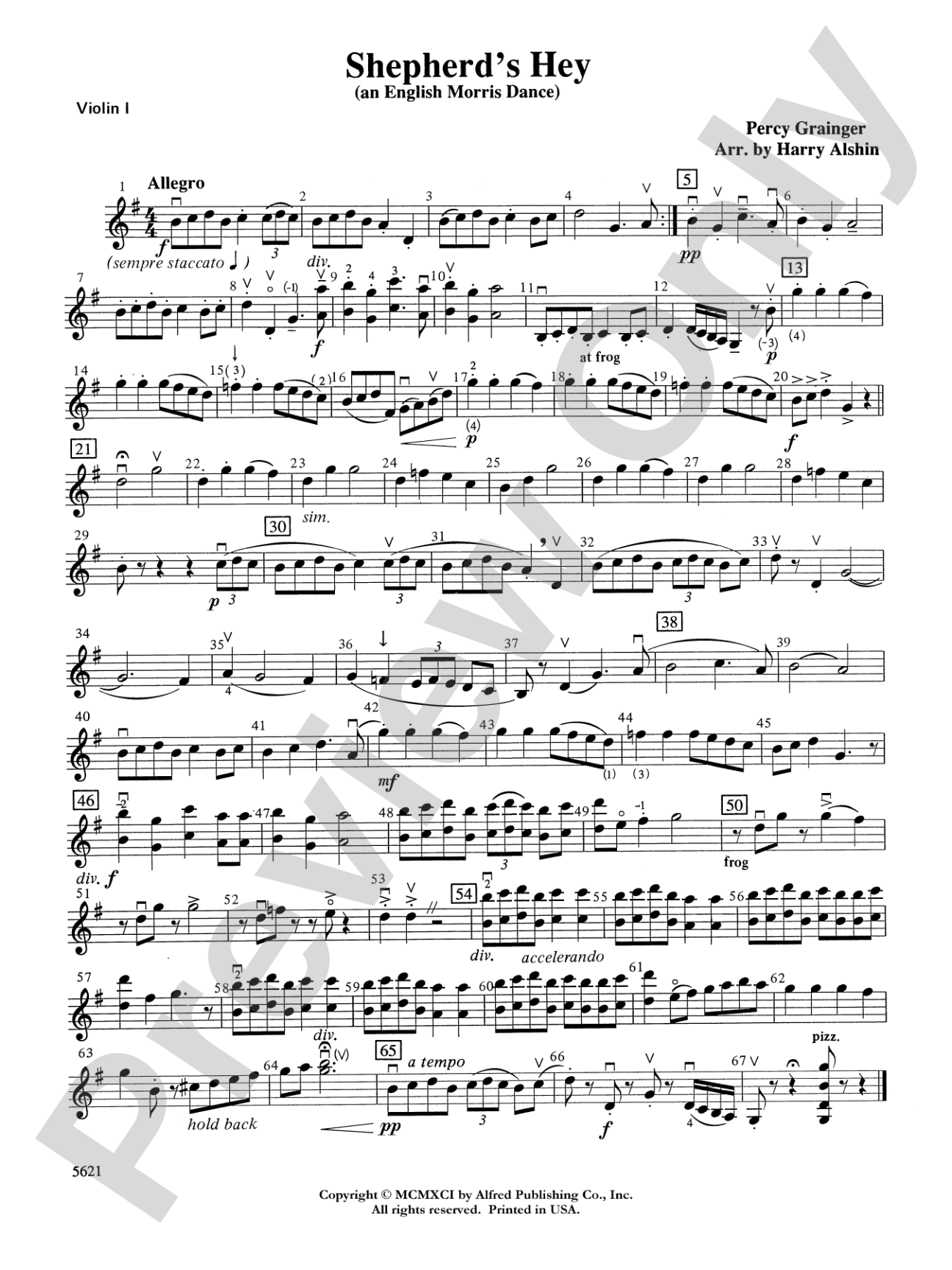 Shepherds Hey (an English Morris Dance): 1st Violin