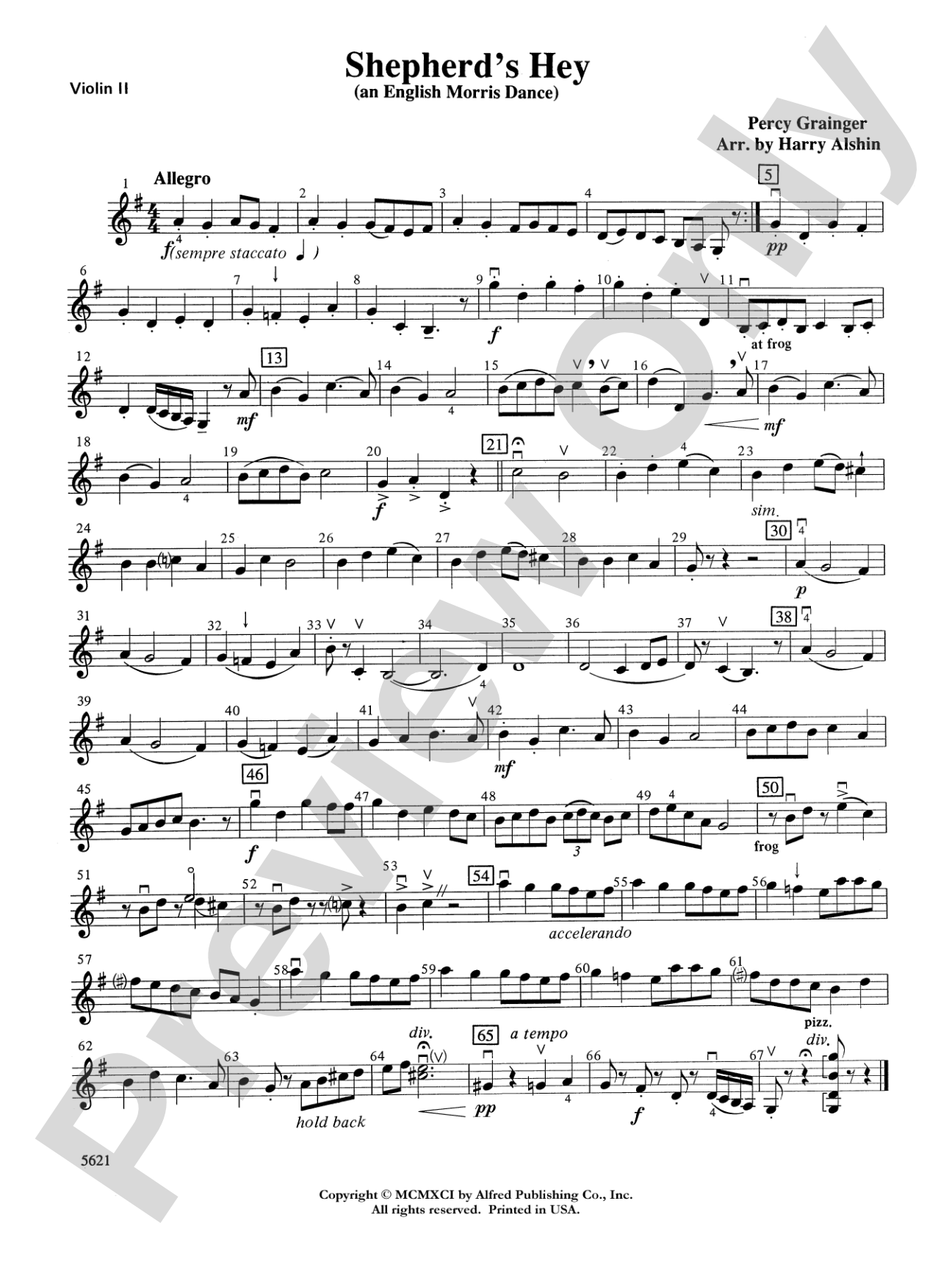 Shepherds Hey (an English Morris Dance): 2nd Violin