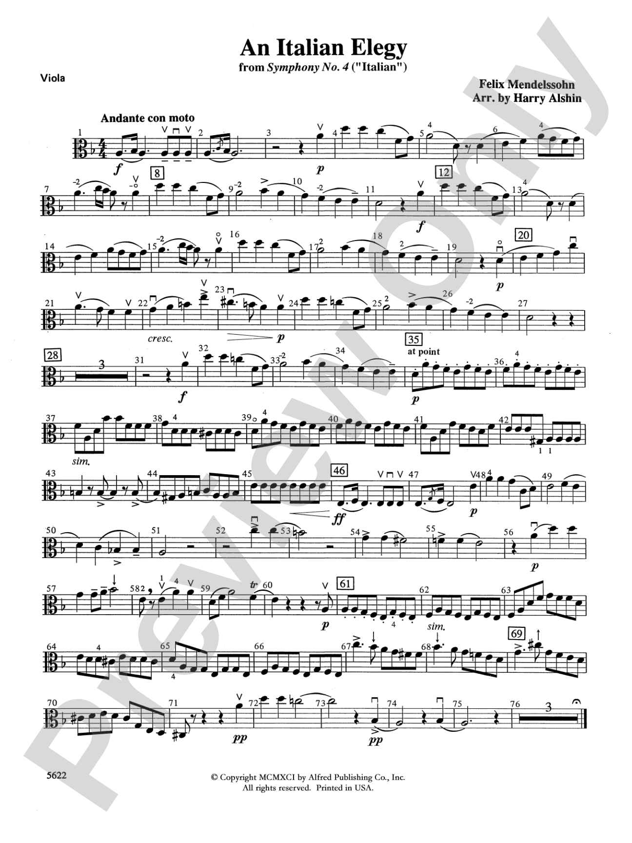 An Italian Elegy, from Symphony No. 4 "Italian": Viola