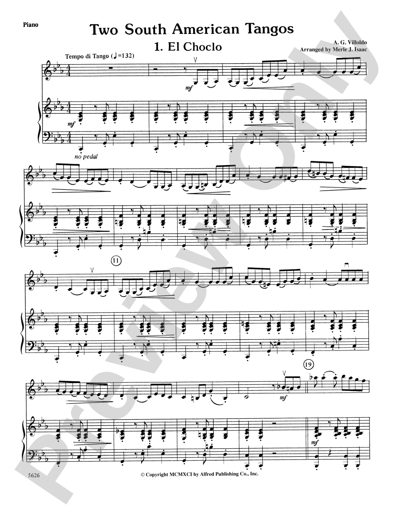 Two South American Tangos: Piano Accompaniment