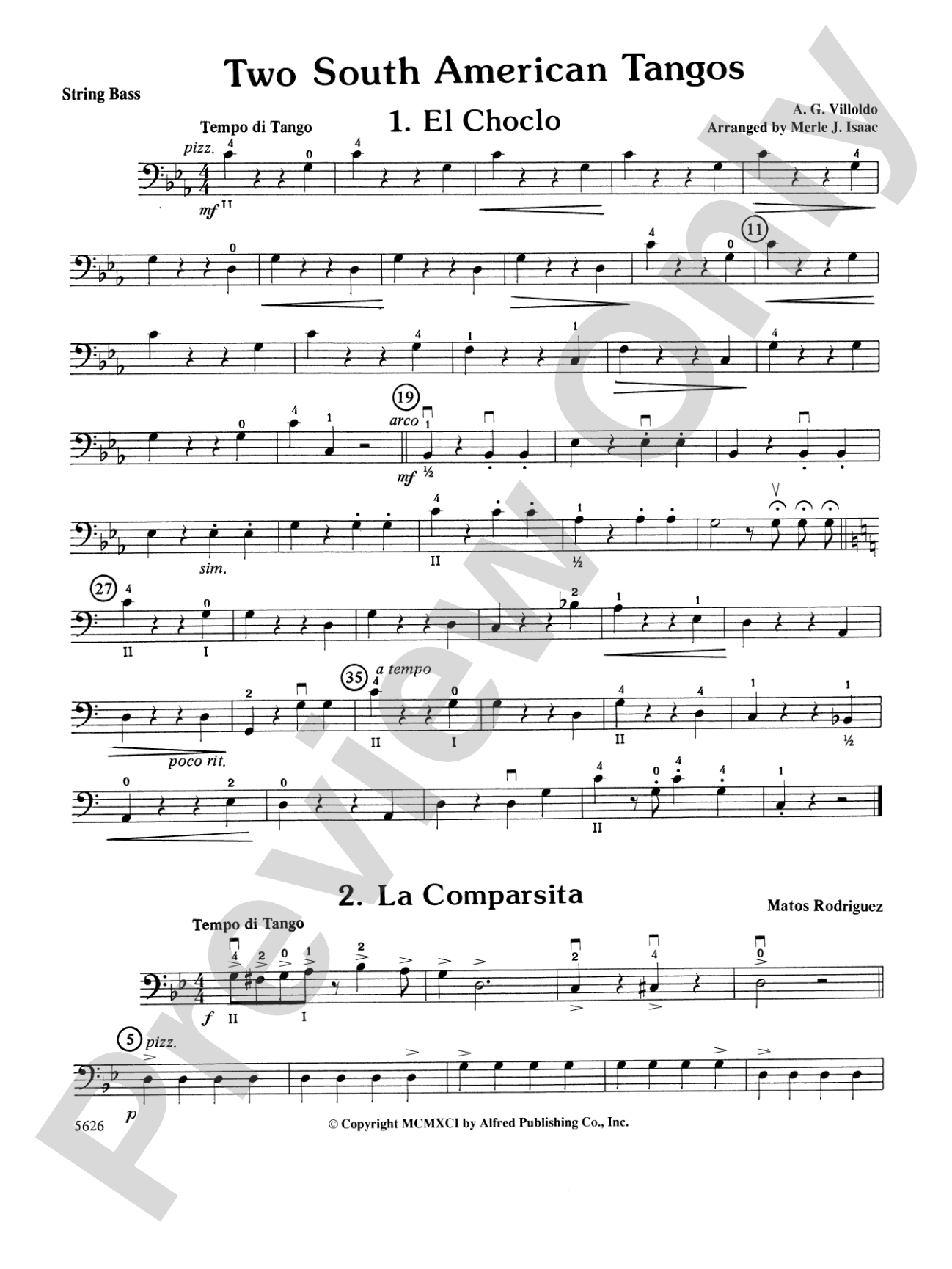 Two South American Tangos: String Bass