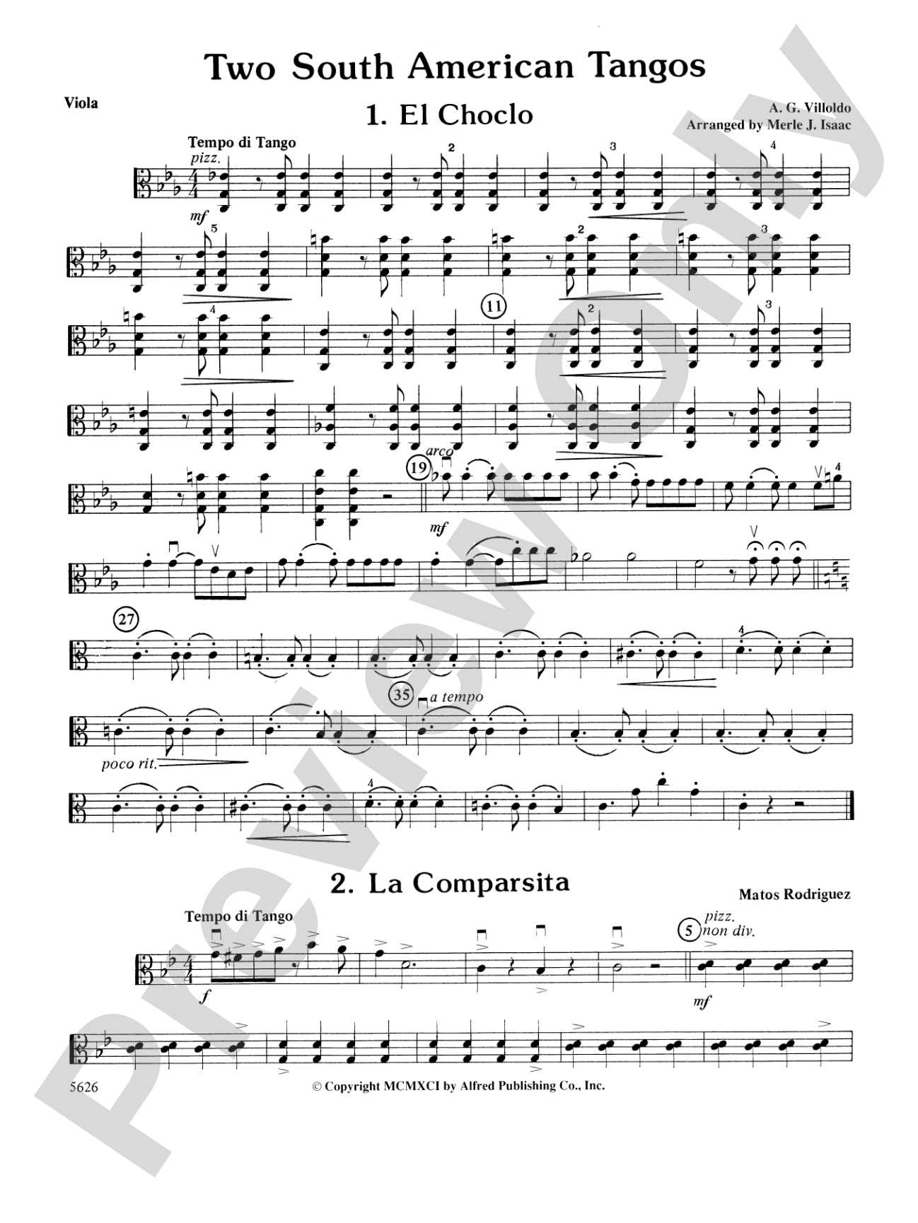 Two South American Tangos: Viola