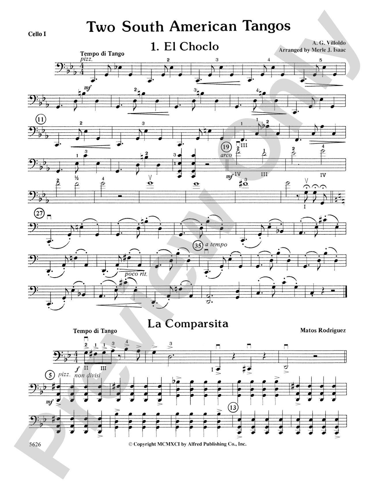Two South American Tangos: Cello