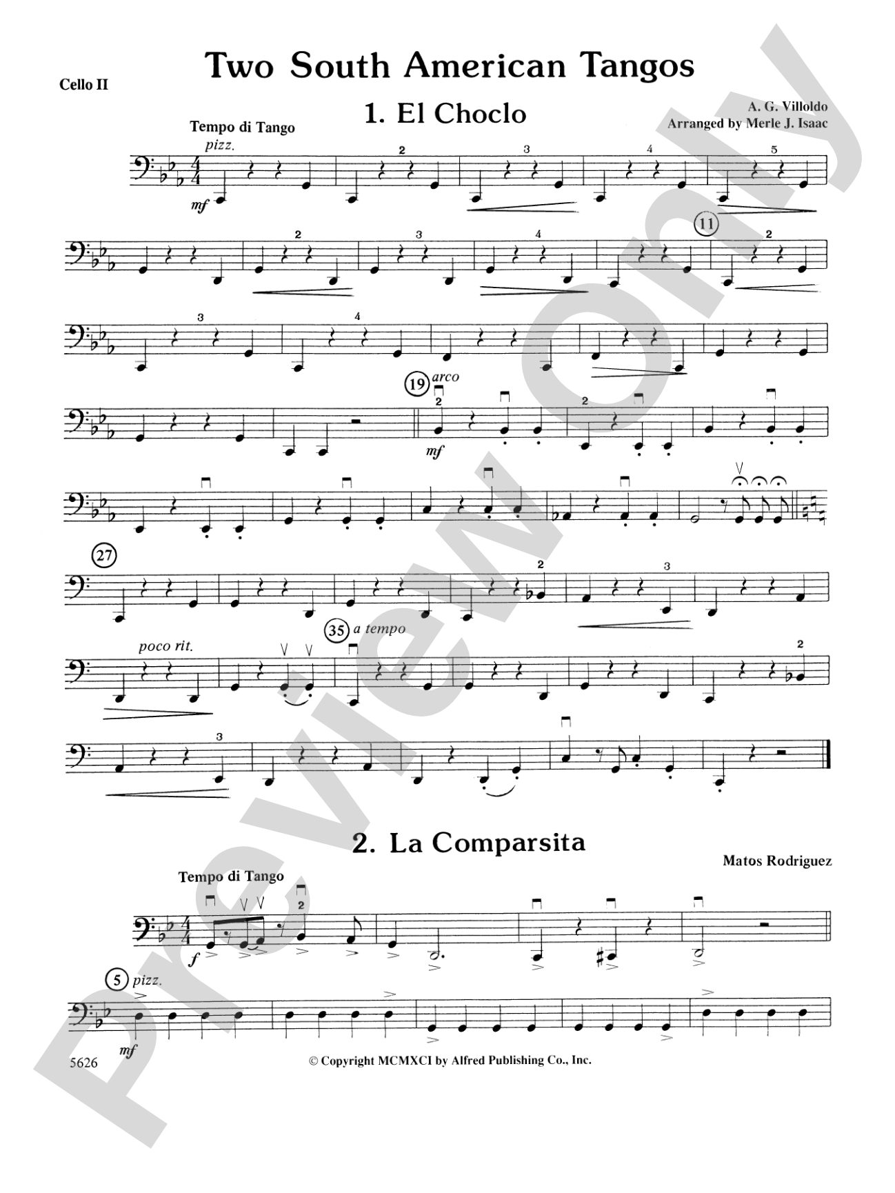 Two South American Tangos: 2nd Cello