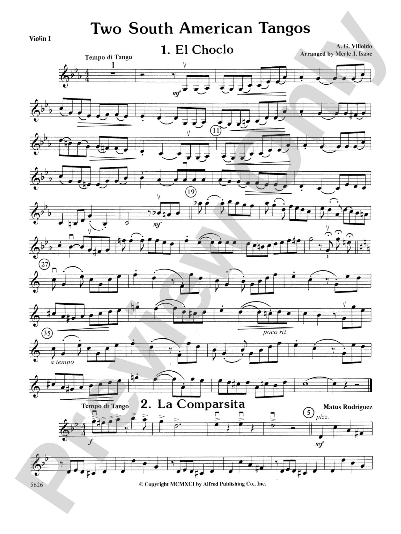 Two South American Tangos: 1st Violin