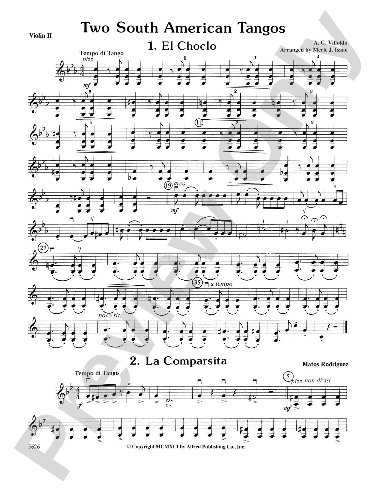 Two South American Tangos: 2nd Violin