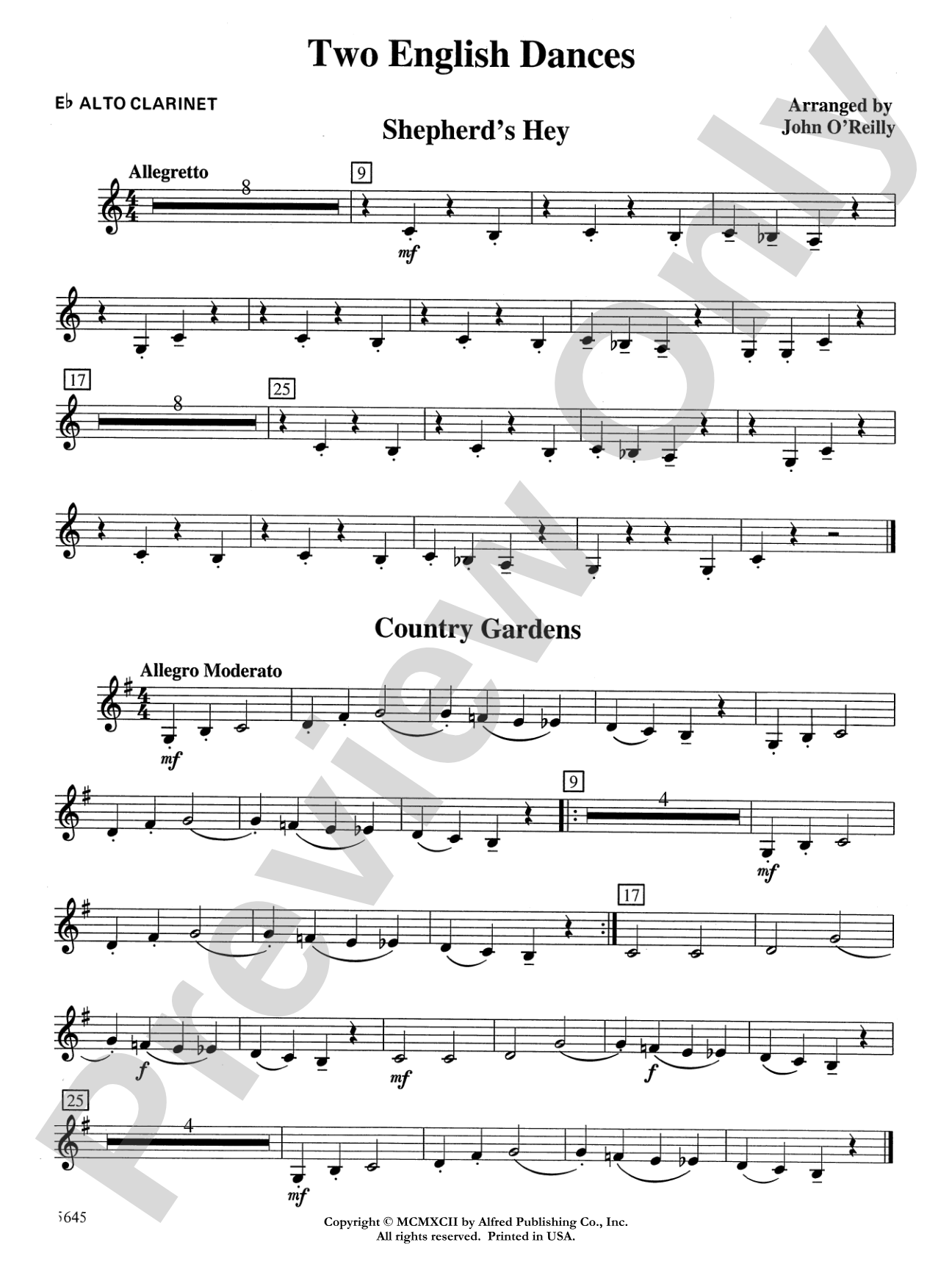 Two English Dances: E-flat Alto Clarinet