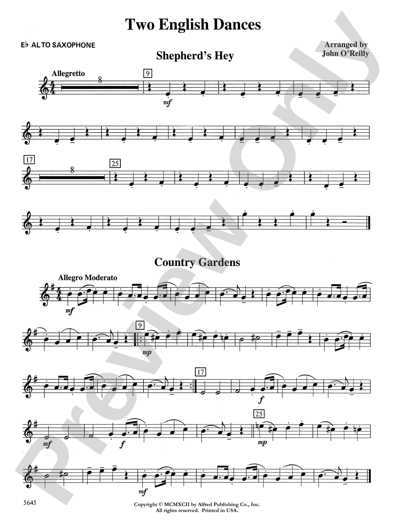 Two English Dances: E-flat Alto Saxophone