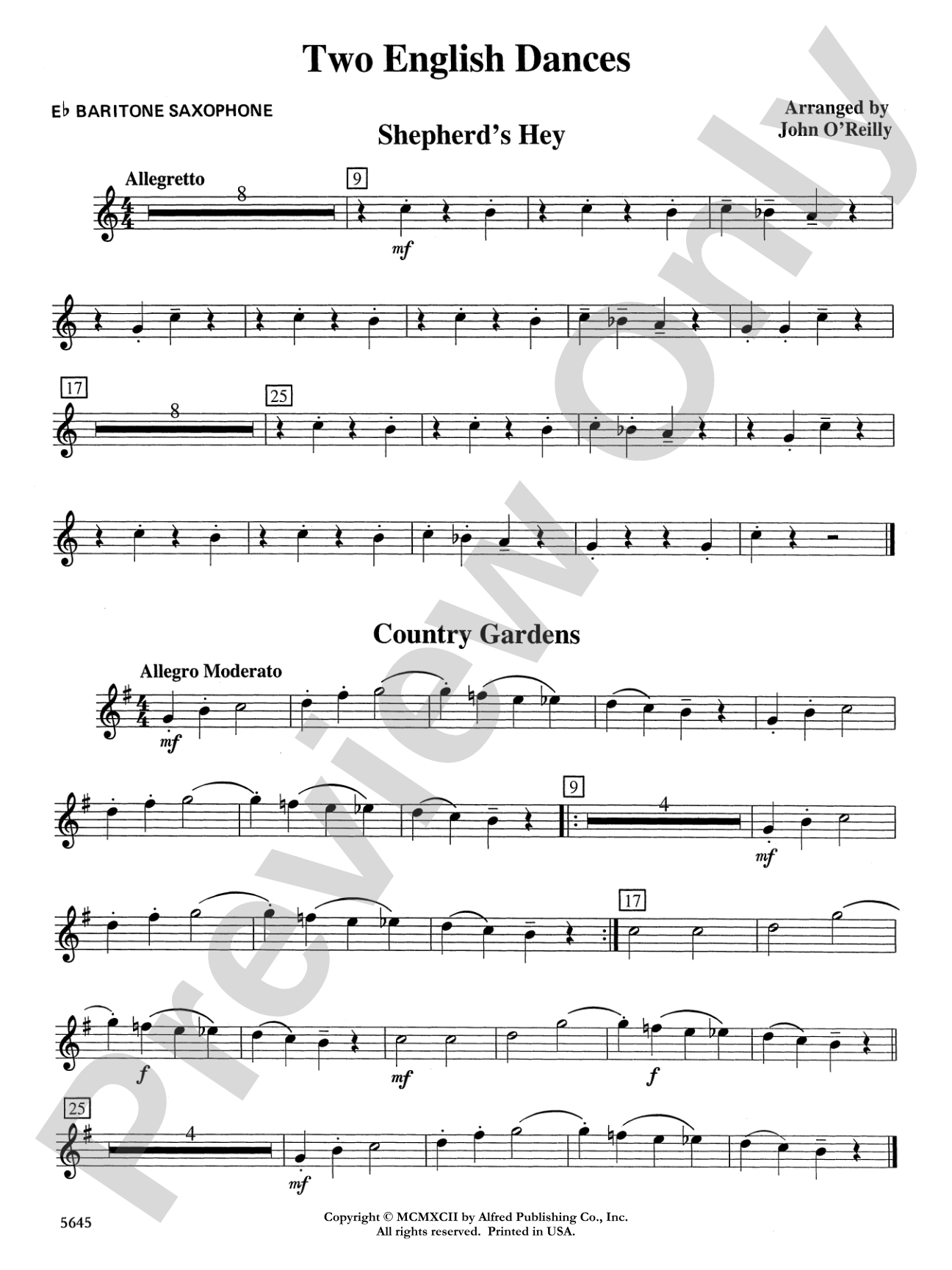 Two English Dances: E-flat Baritone Saxophone