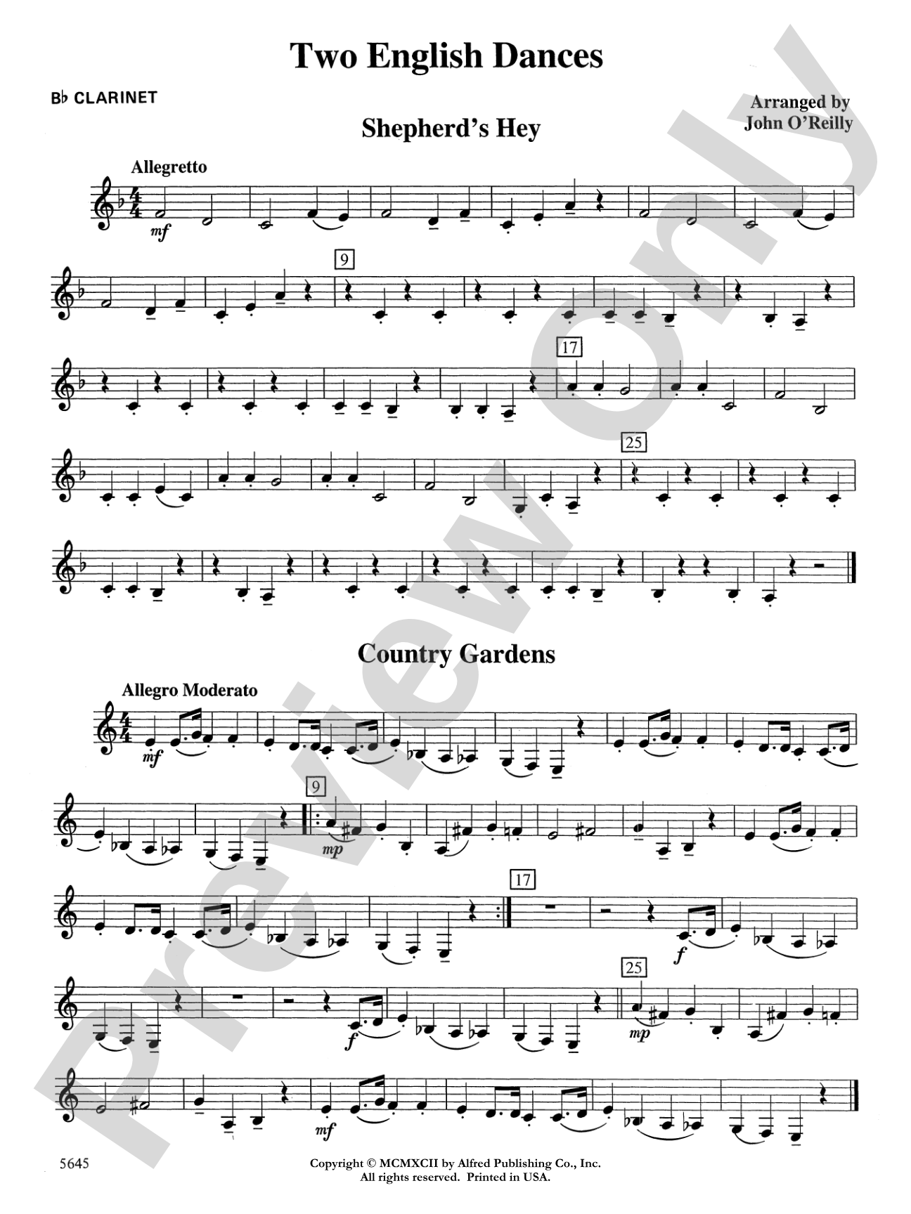 Two English Dances: 1st B-flat Clarinet