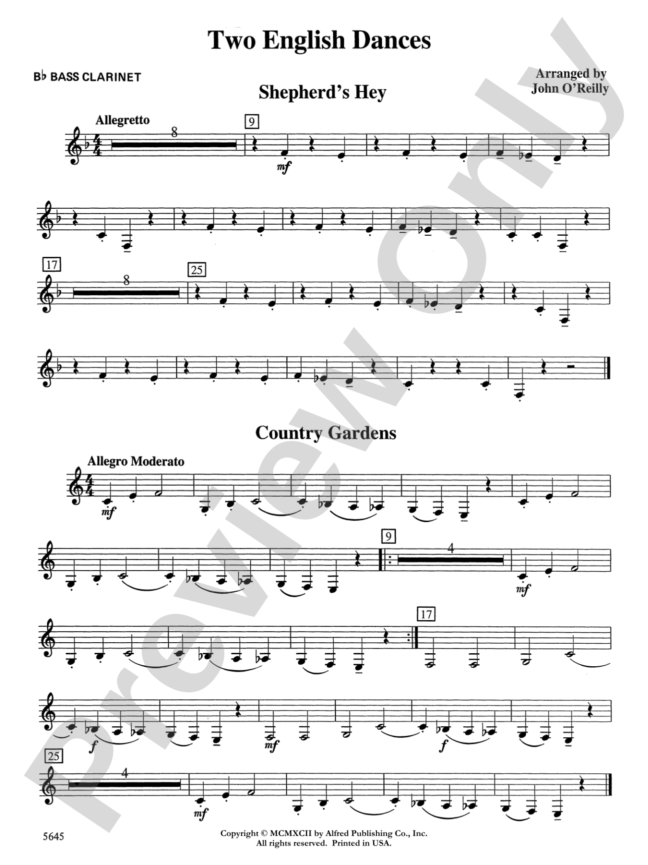 Two English Dances: B-flat Bass Clarinet