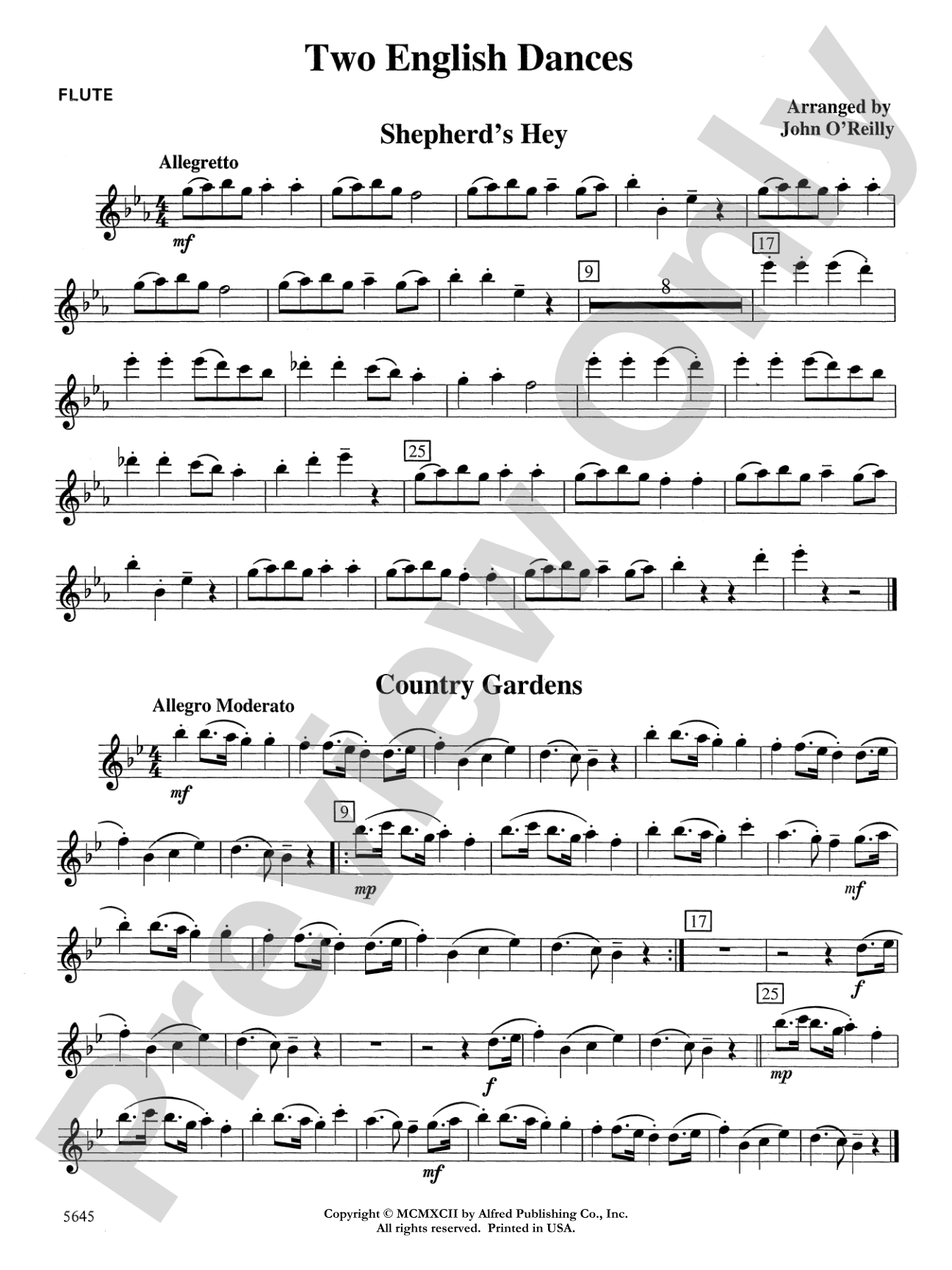 Two English Dances: Flute