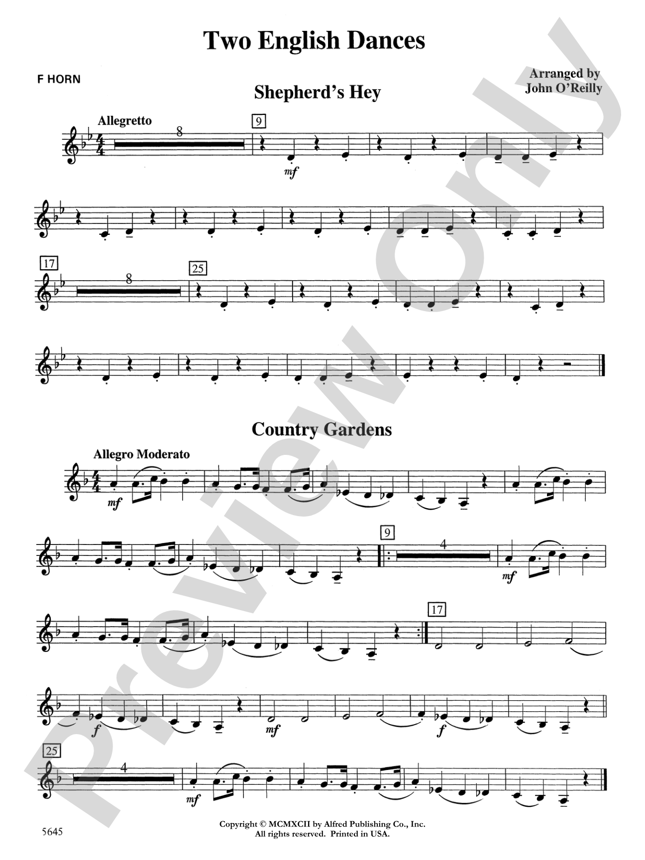 Two English Dances: 1st F Horn