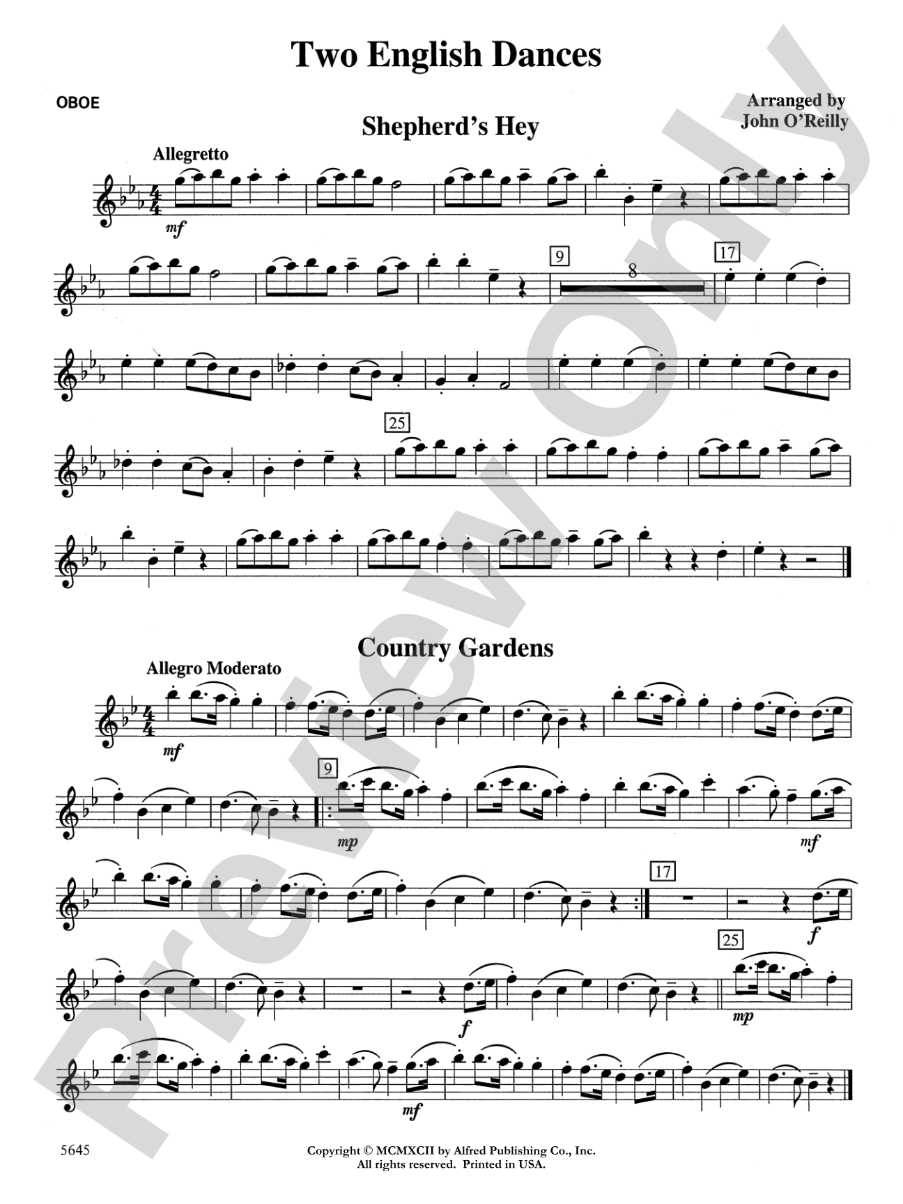 Two English Dances: Oboe