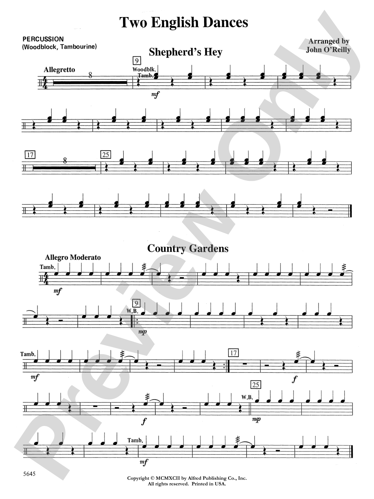 Two English Dances: 1st Percussion