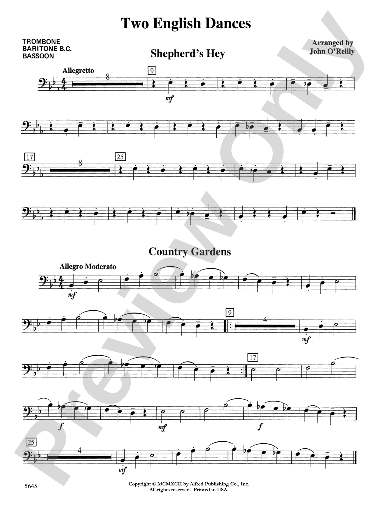 Two English Dances: 1st Trombone