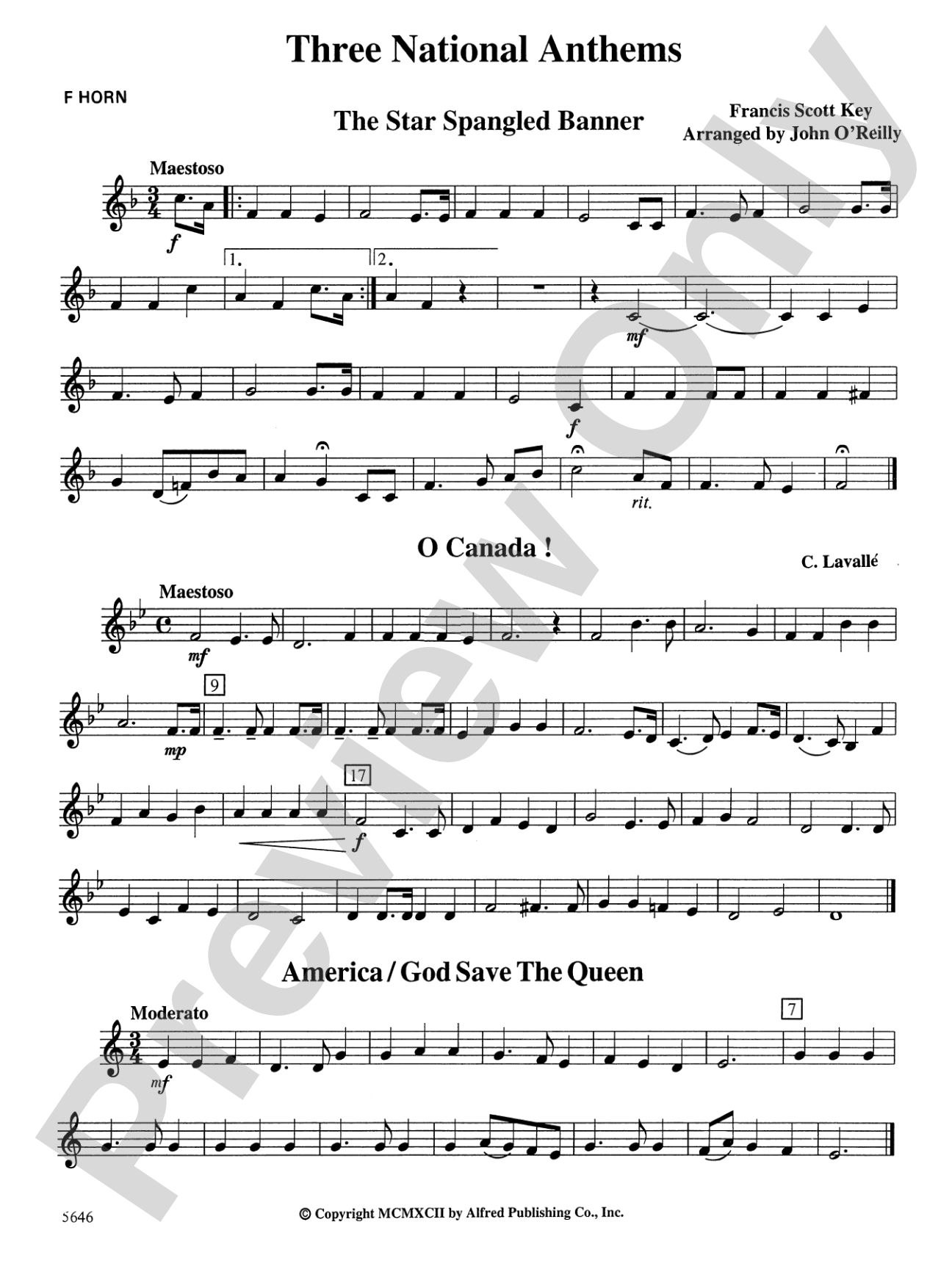 Three National Anthems (Star Spangled Banner, O Canada!, America/God Save the Queen): 1st F Horn