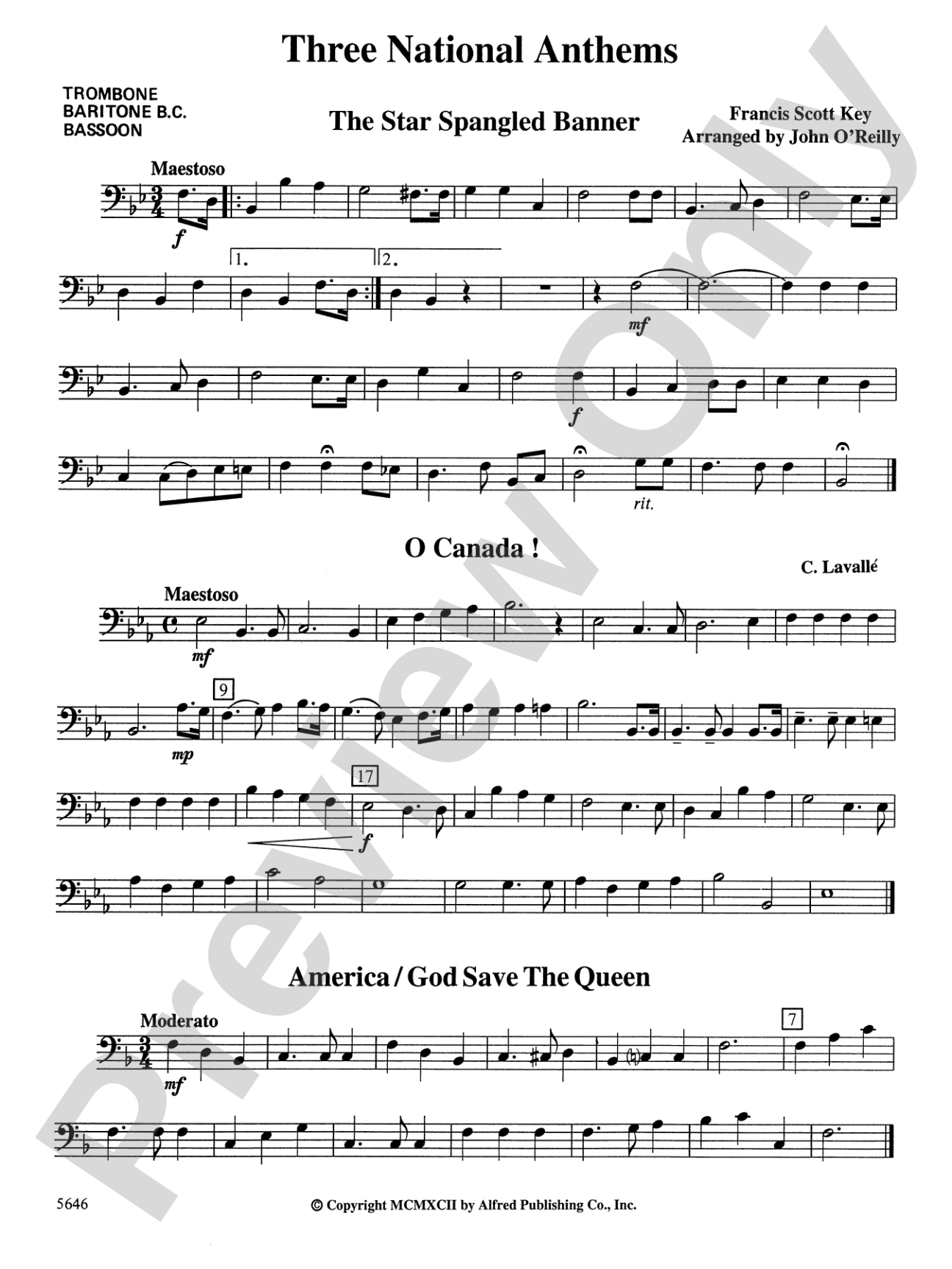 Three National Anthems (Star Spangled Banner, O Canada!, America/God Save the Queen): 1st Trombone