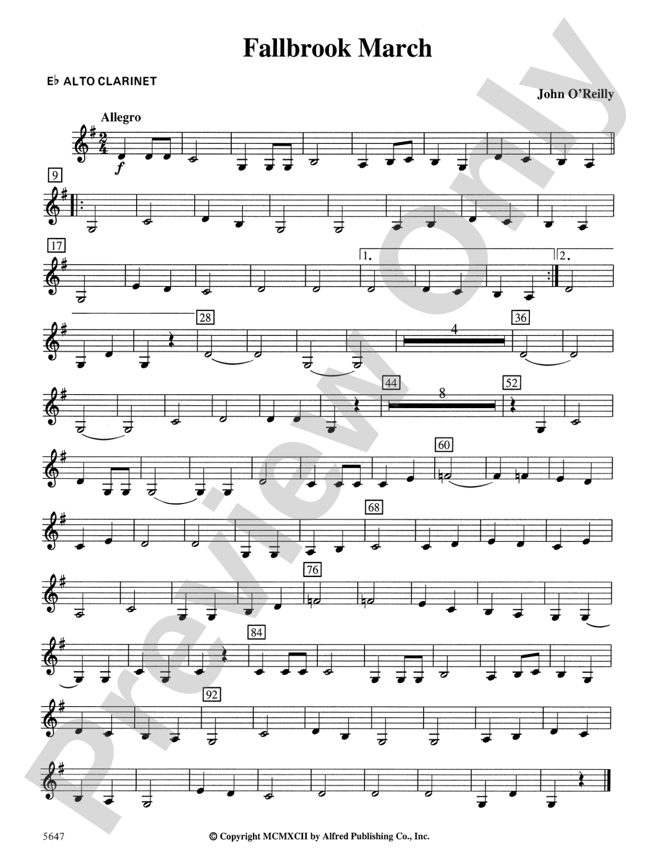 Fallbrook March: E-flat Alto Clarinet