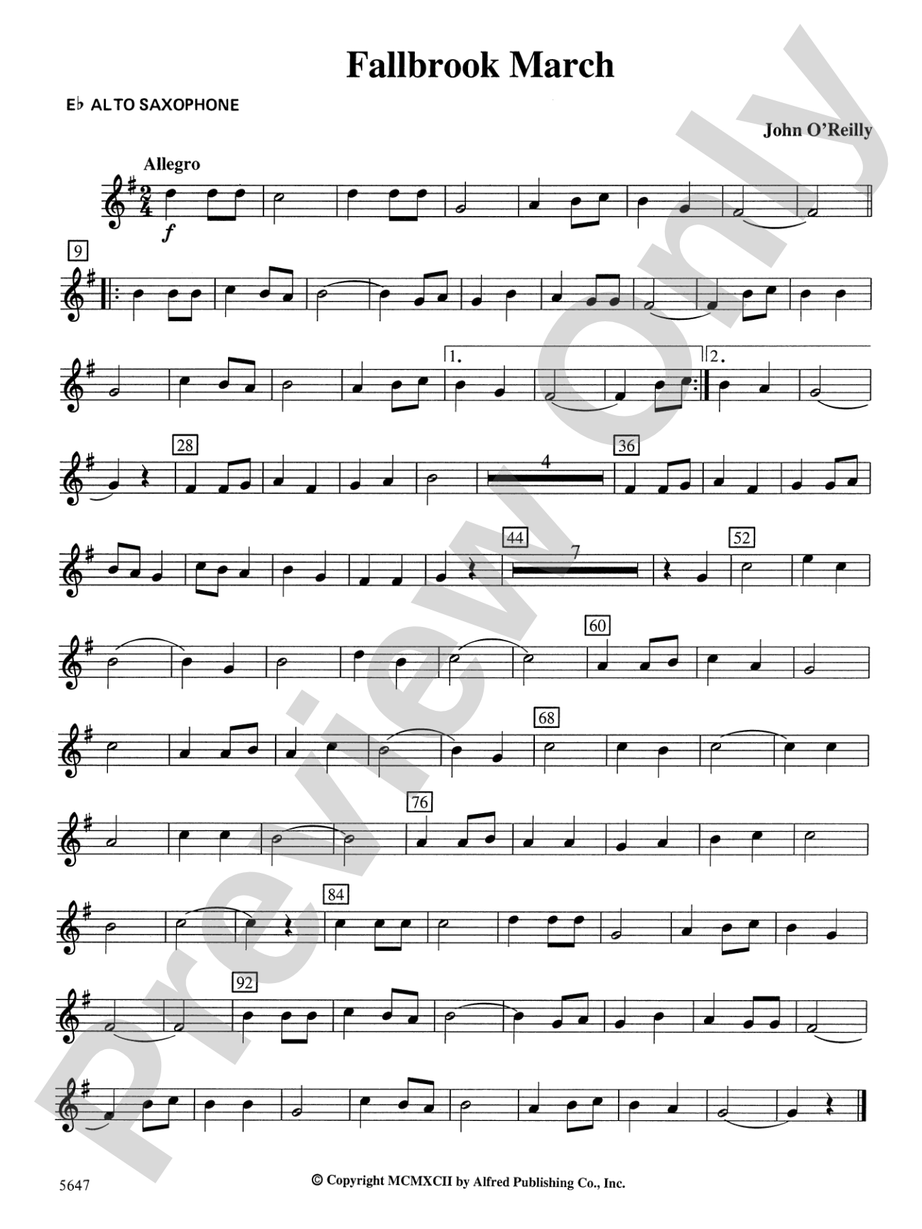 Fallbrook March: E-flat Alto Saxophone