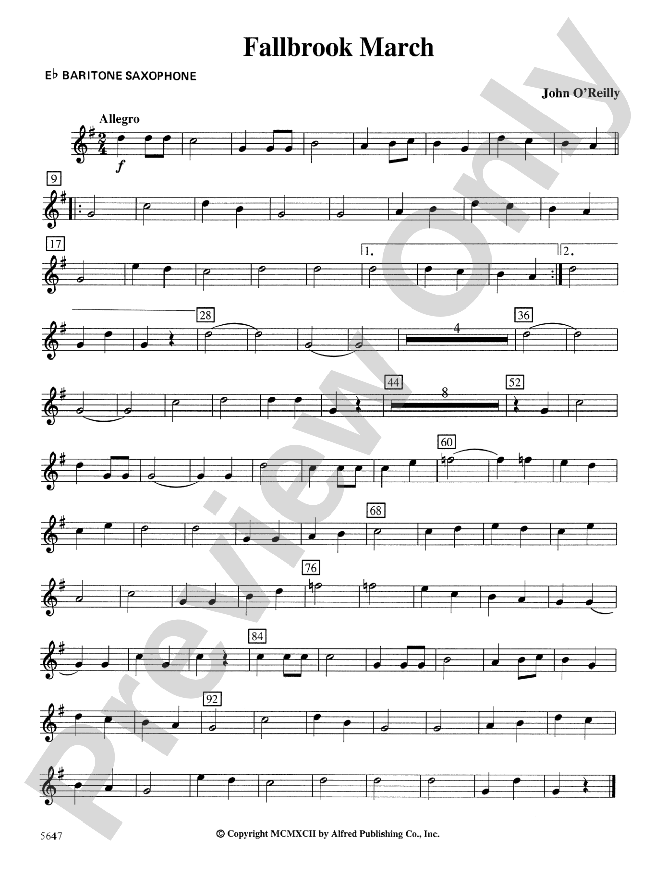 Fallbrook March: E-flat Baritone Saxophone