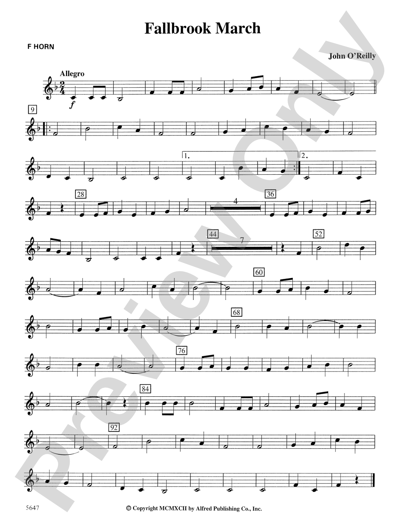Fallbrook March: 1st F Horn