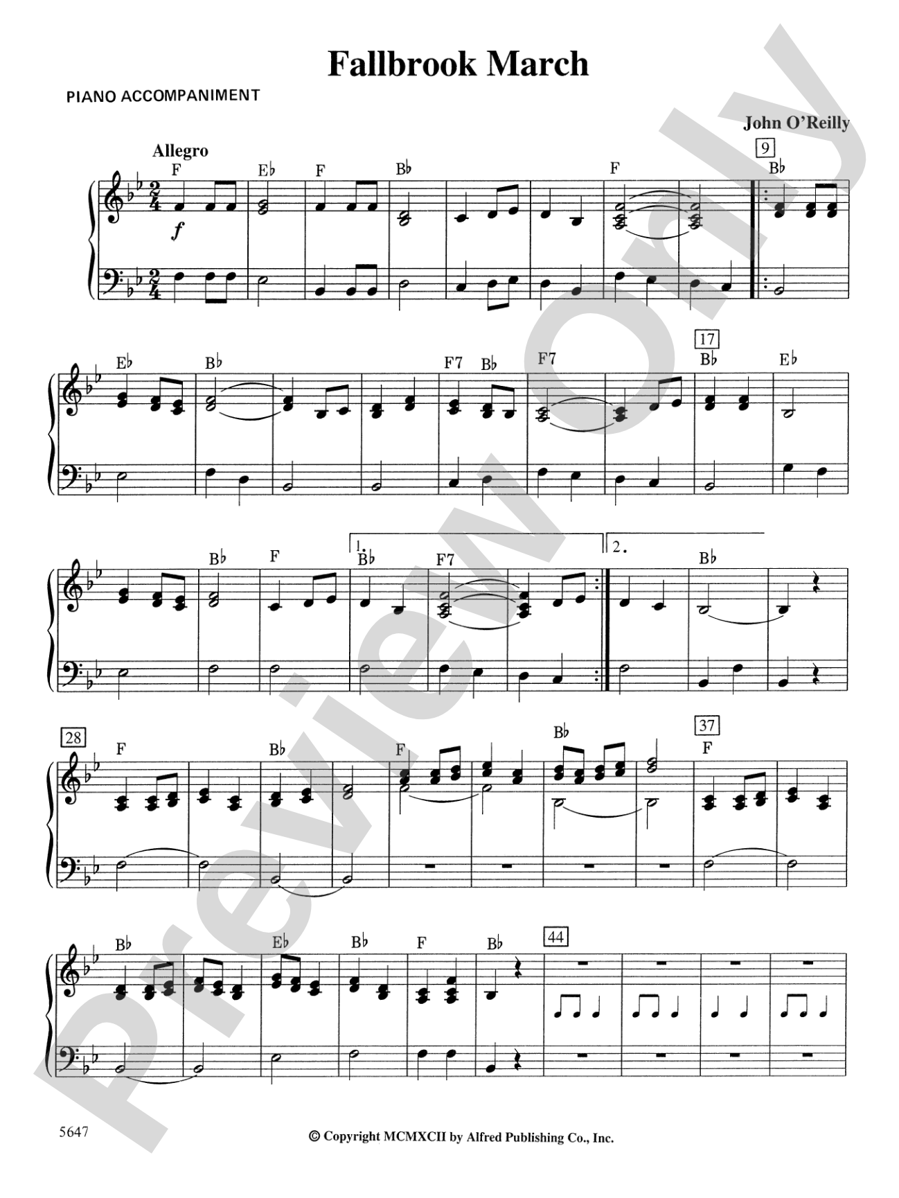 Fallbrook March: Piano Accompaniment
