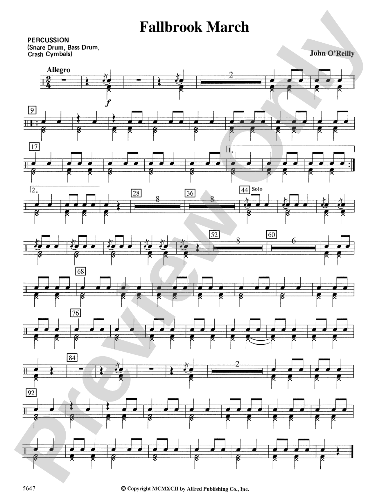 Fallbrook March: 1st Percussion