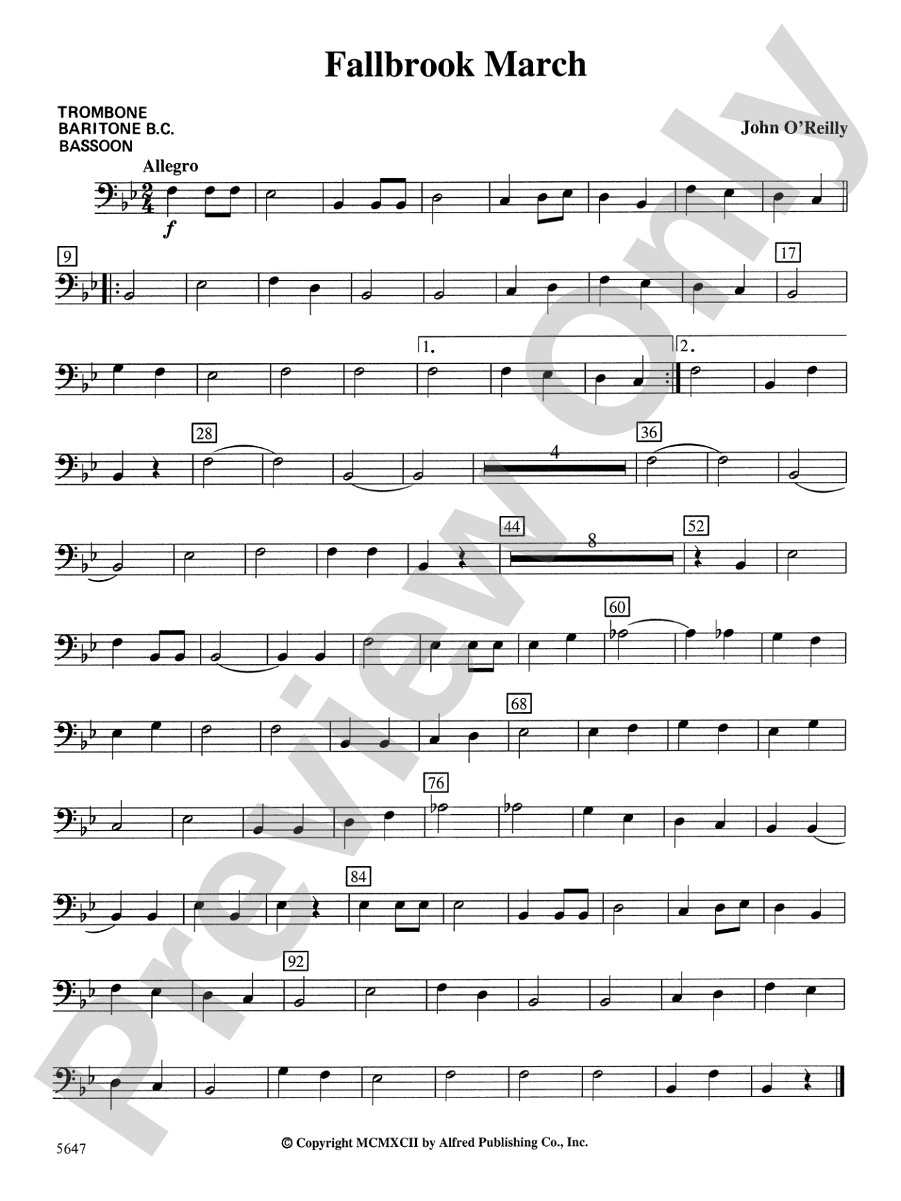 Fallbrook March: 1st Trombone