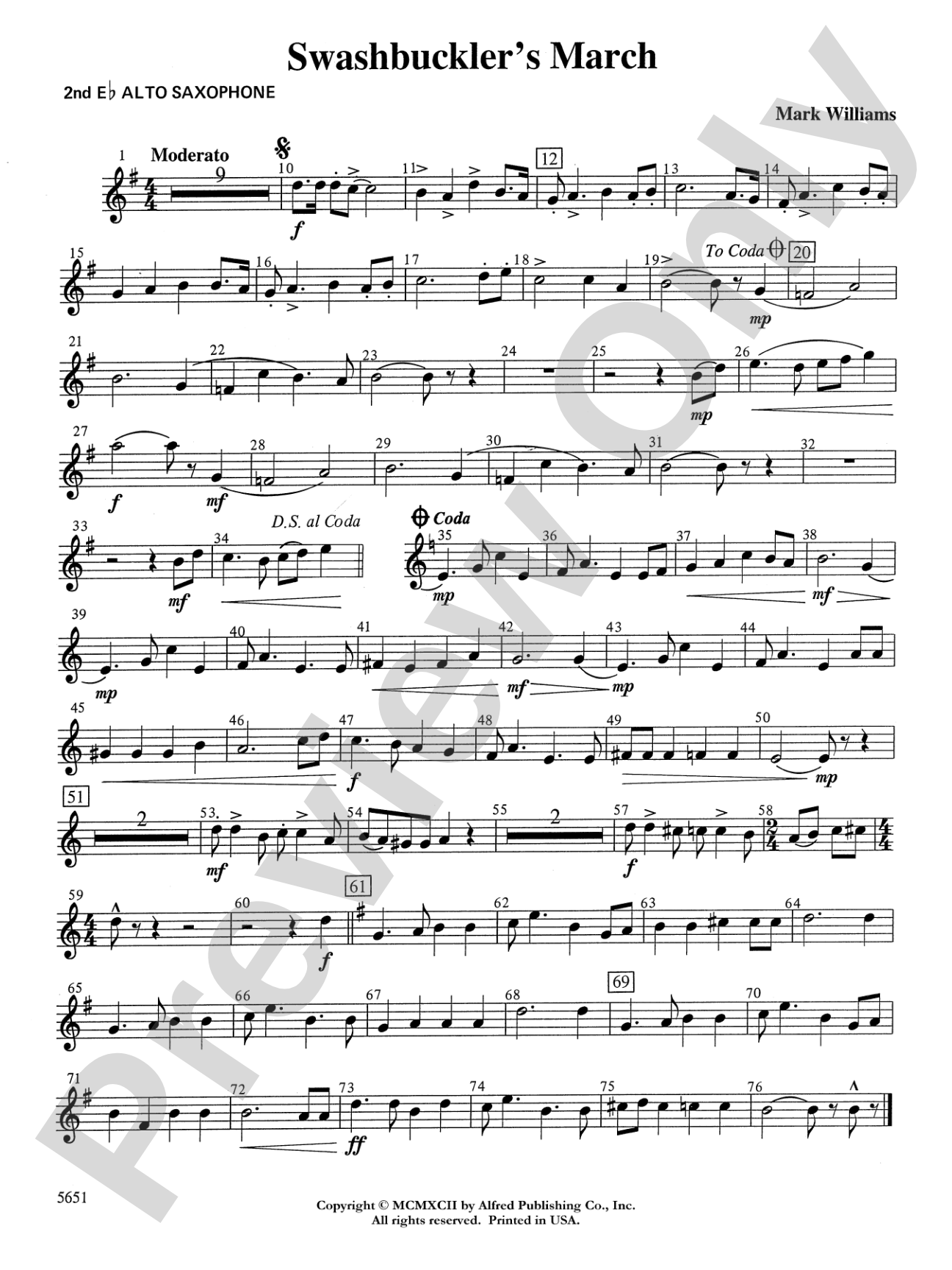 Swashbuckler's March: 2nd E-flat Alto Saxophone