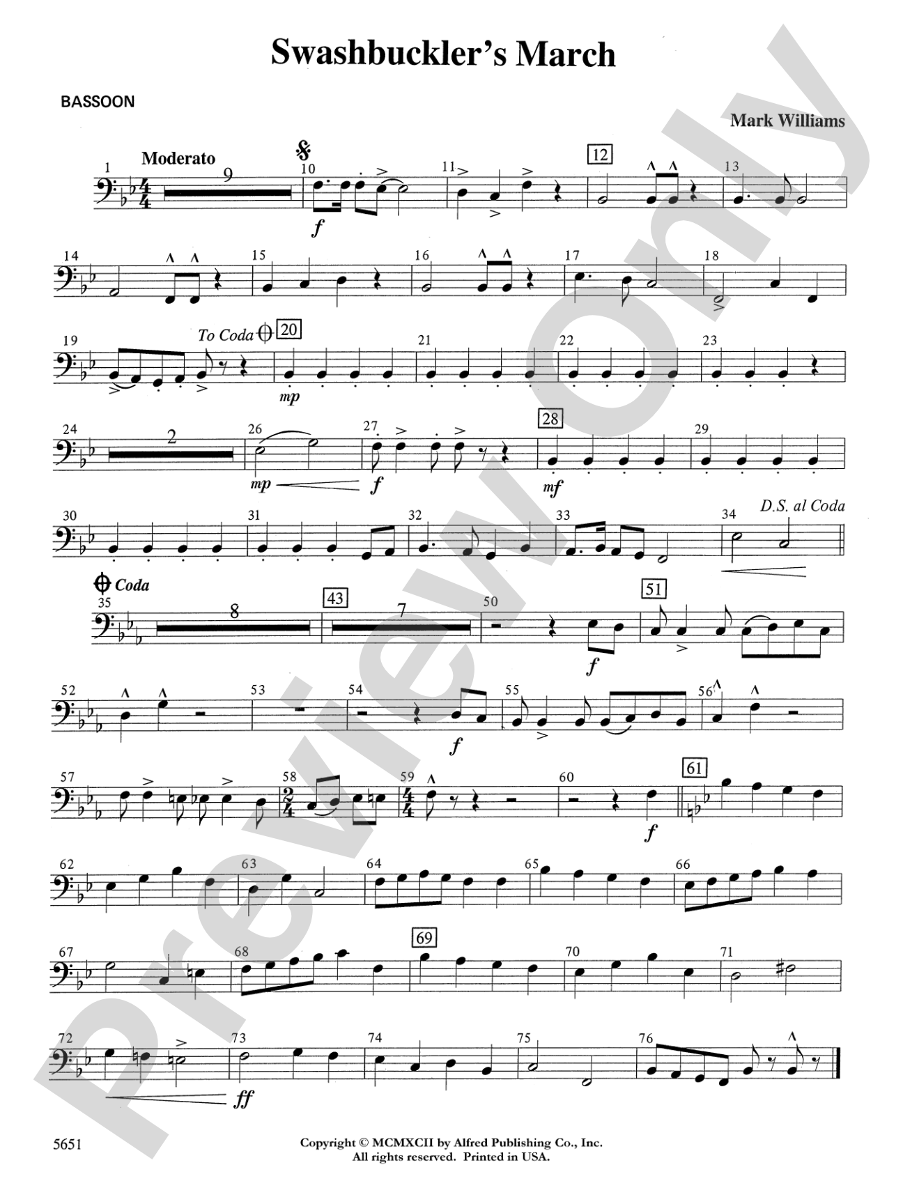 Swashbuckler's March: Bassoon