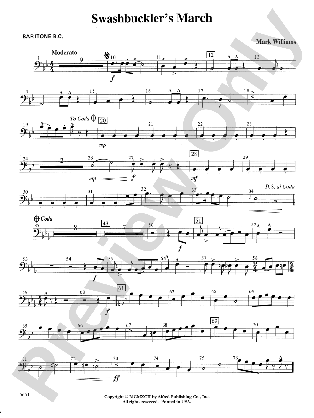 Swashbuckler's March: Baritone B.C.