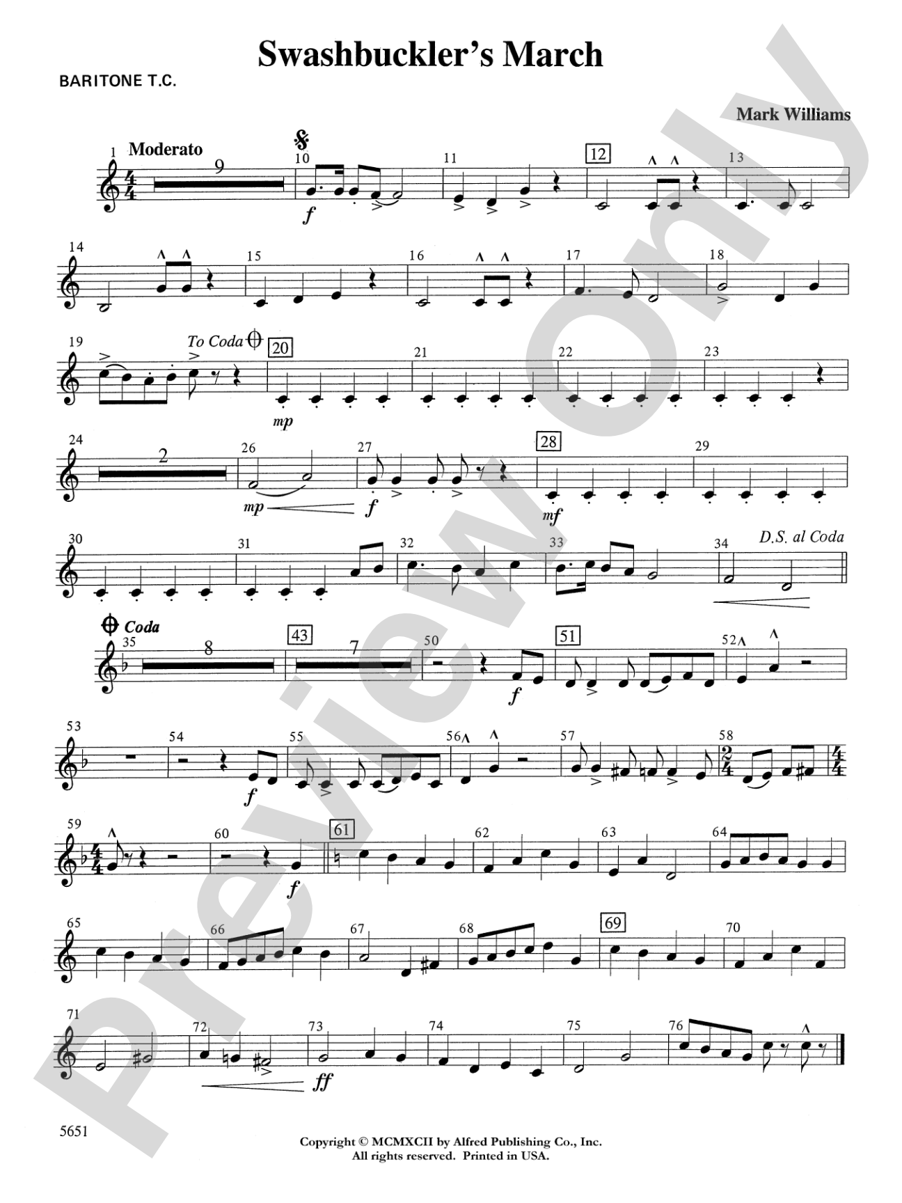 Swashbuckler's March: Baritone T.C.