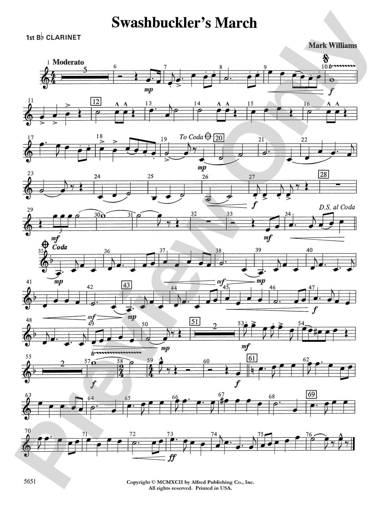 Swashbuckler's March: 1st B-flat Clarinet