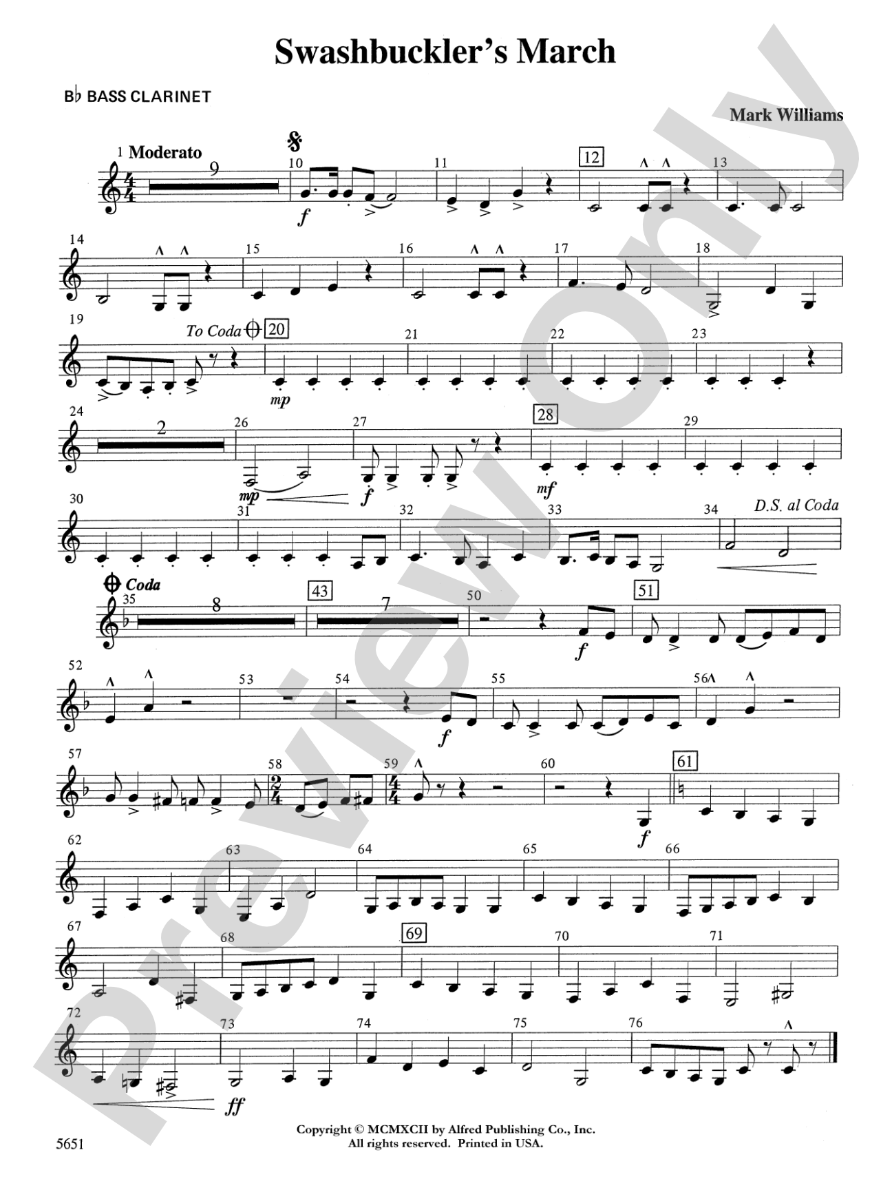 Swashbuckler's March: B-flat Bass Clarinet